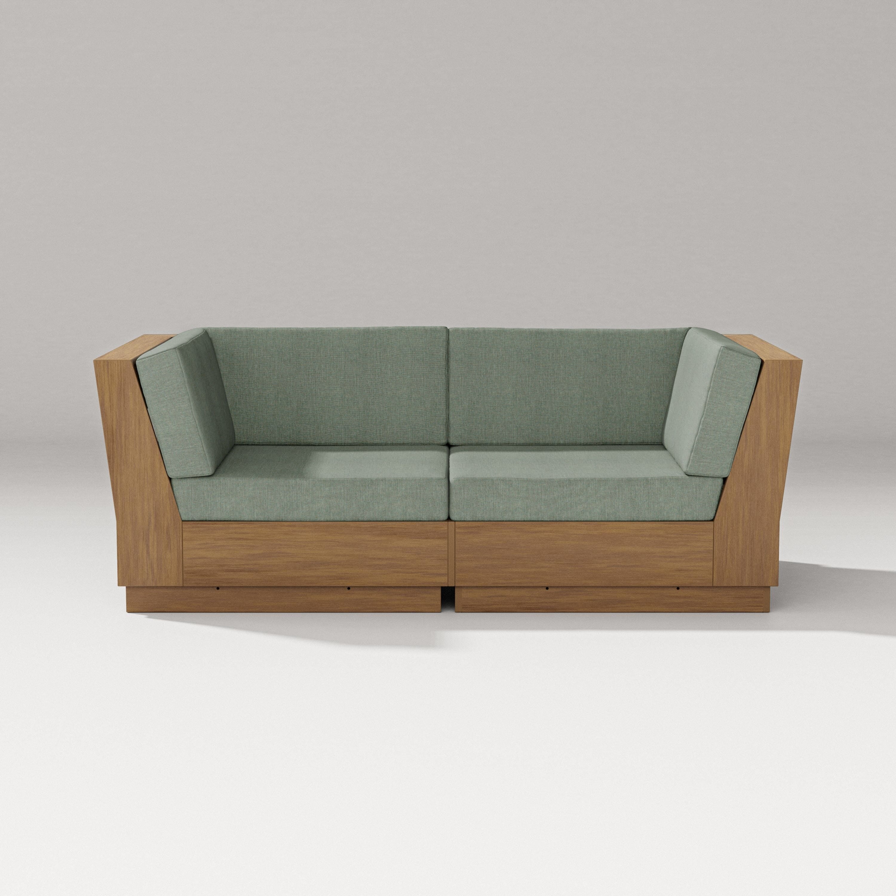 PW Designer Series Elevate Loveseat Sectional in Natural / Cast Sage