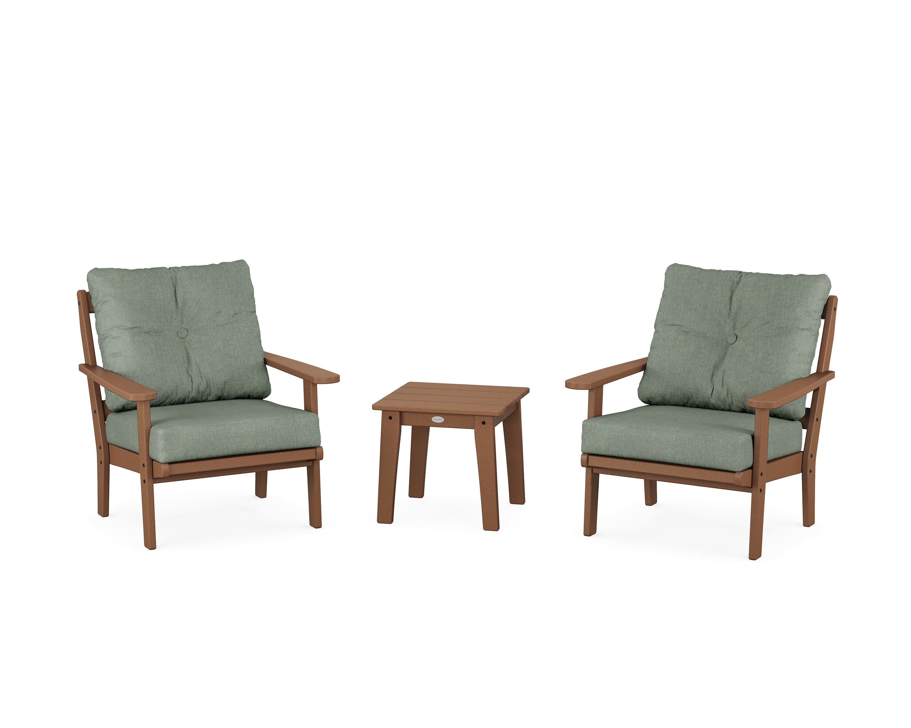 POLYWOOD Mission 3-Piece Deep Seating Set in Teak / Cast Sage