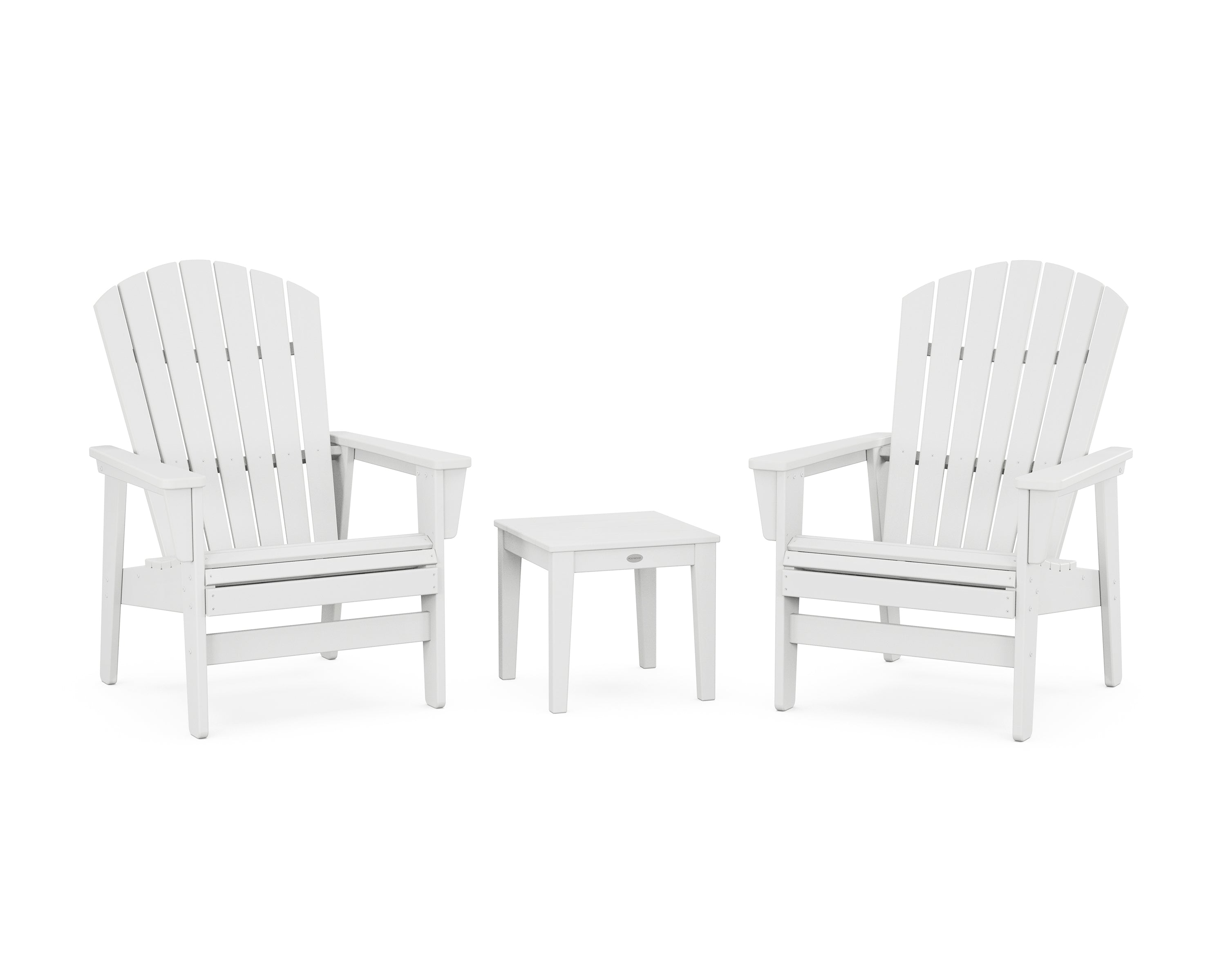 POLYWOOD 3-Piece Nautical Grand Upright Adirondack Set in White