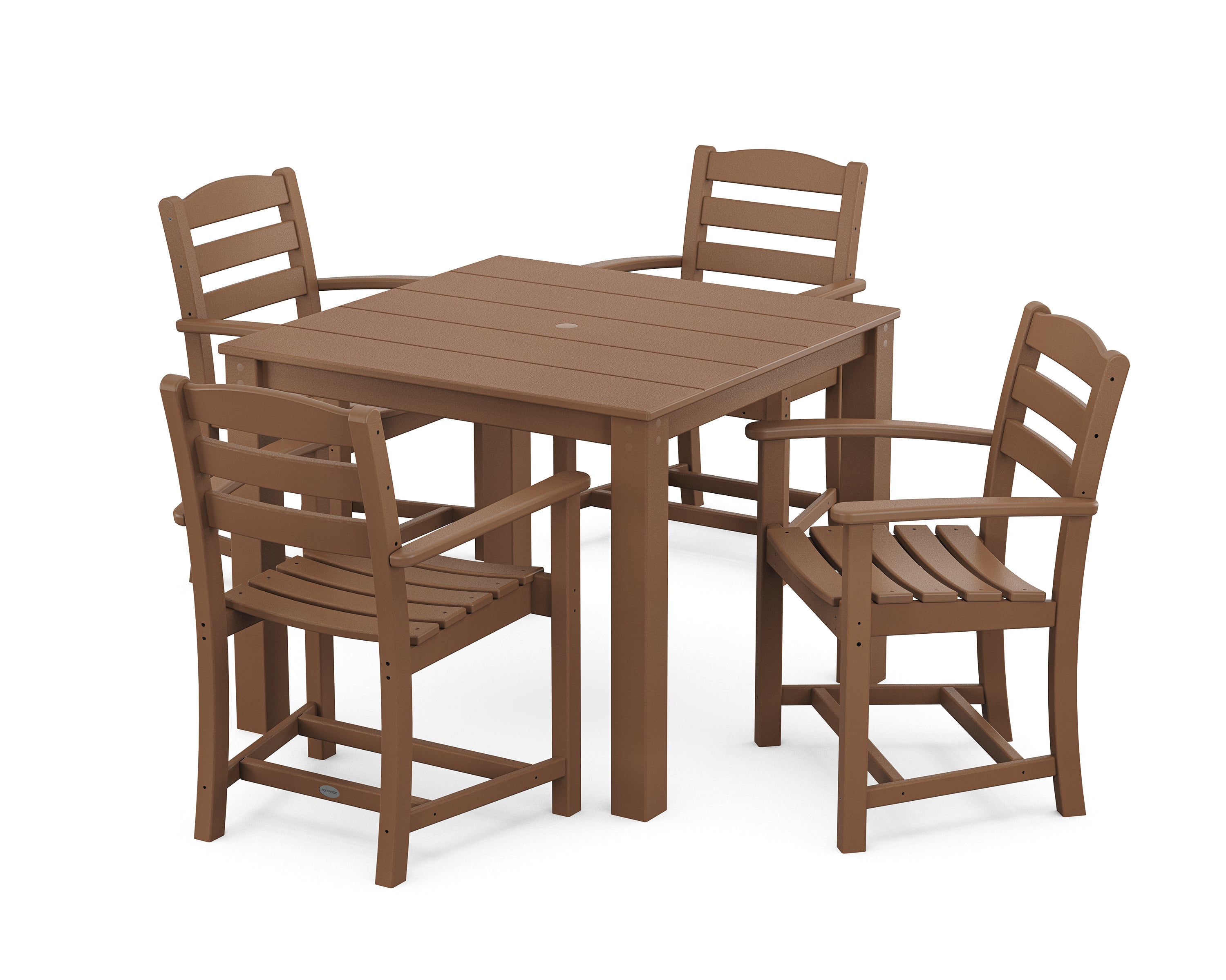POLYWOOD La Casa Cafe' 5-Piece Parsons Dining Set in Teak