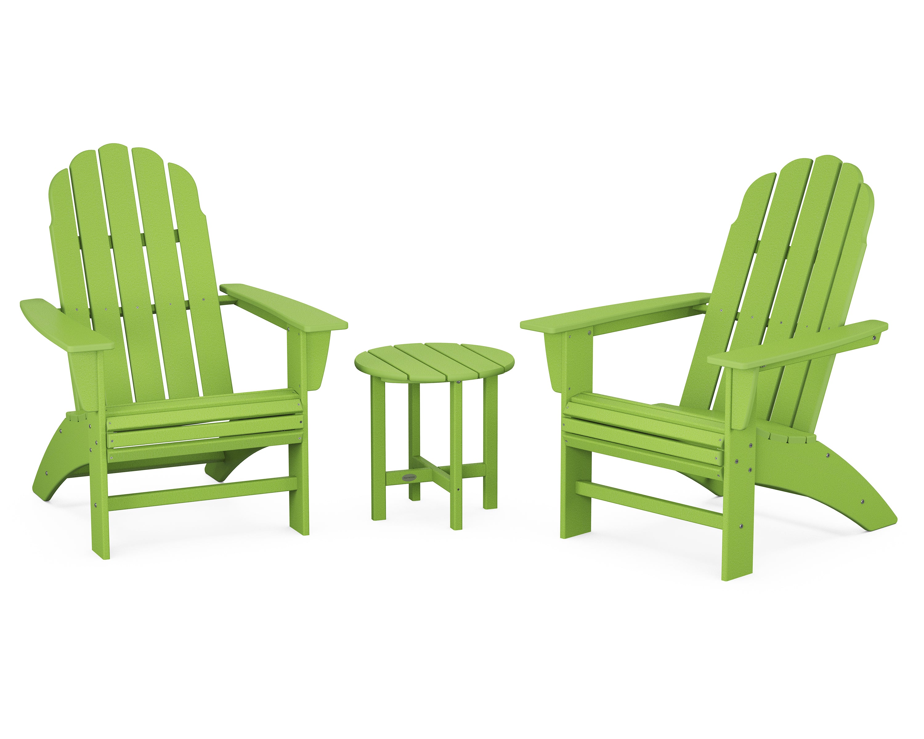 POLYWOOD Vineyard 3-Piece Curveback Adirondack Set in Lime