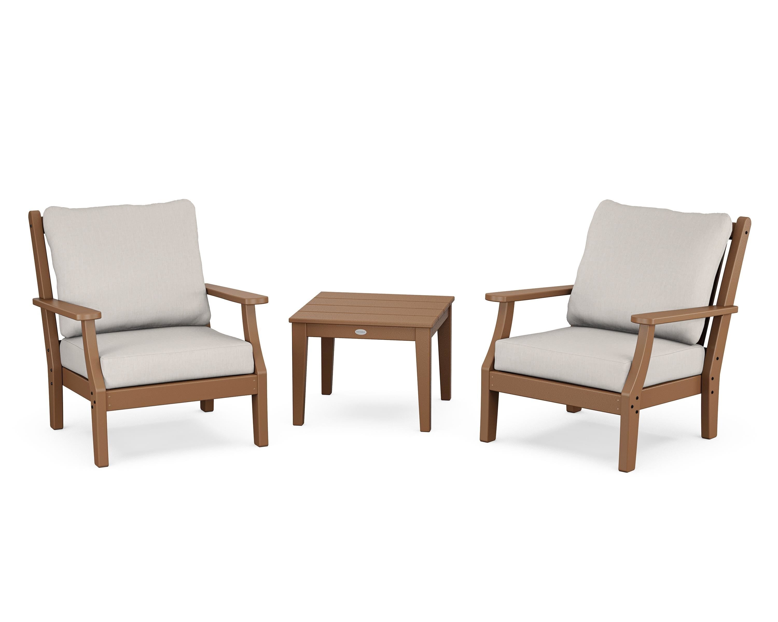 Country Living Wovendale 3-Piece Deep Seating Set in Teak / Cast Ash