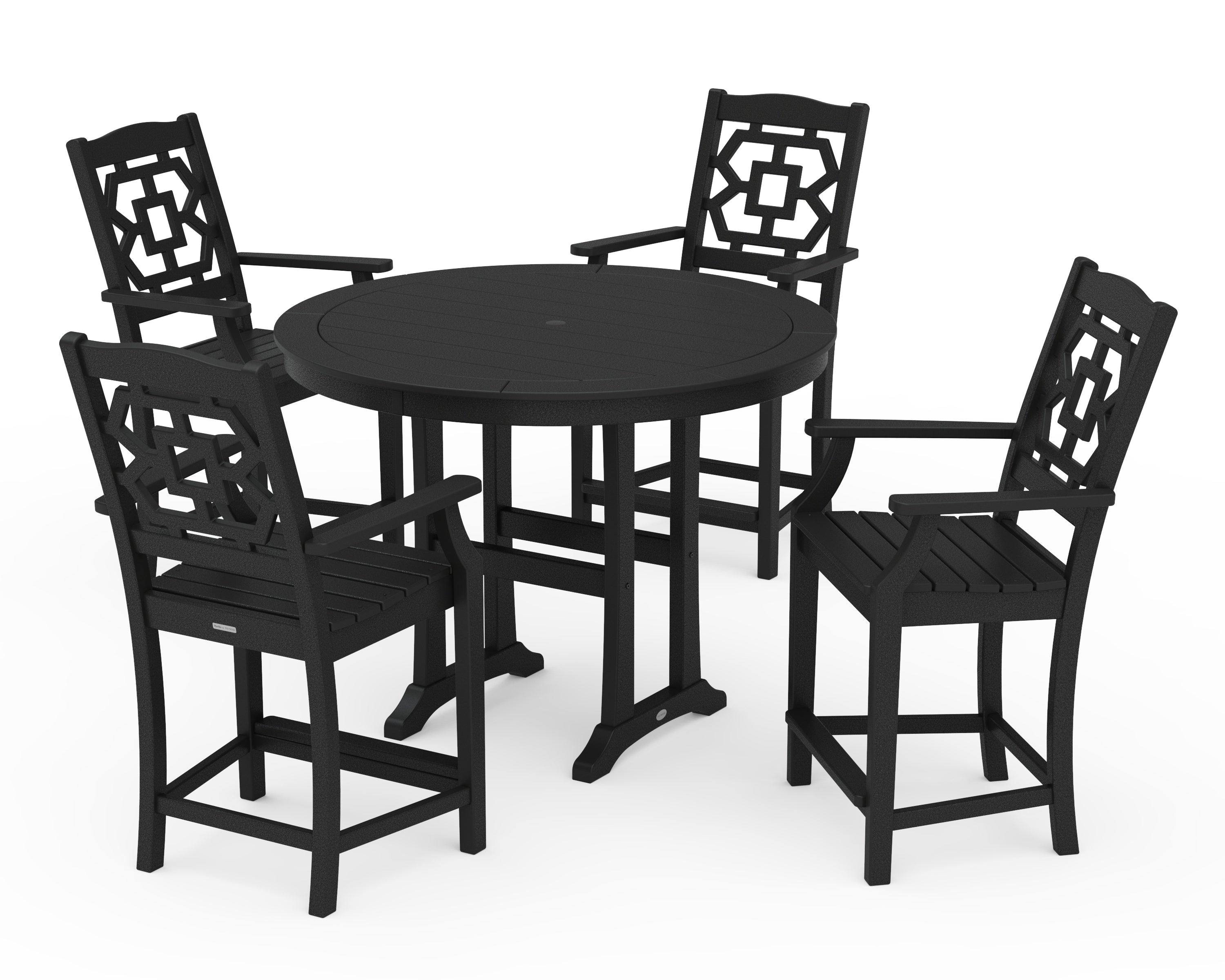Martha Stewart by POLYWOOD Chinoiserie 5-Piece Round Counter Set in Black