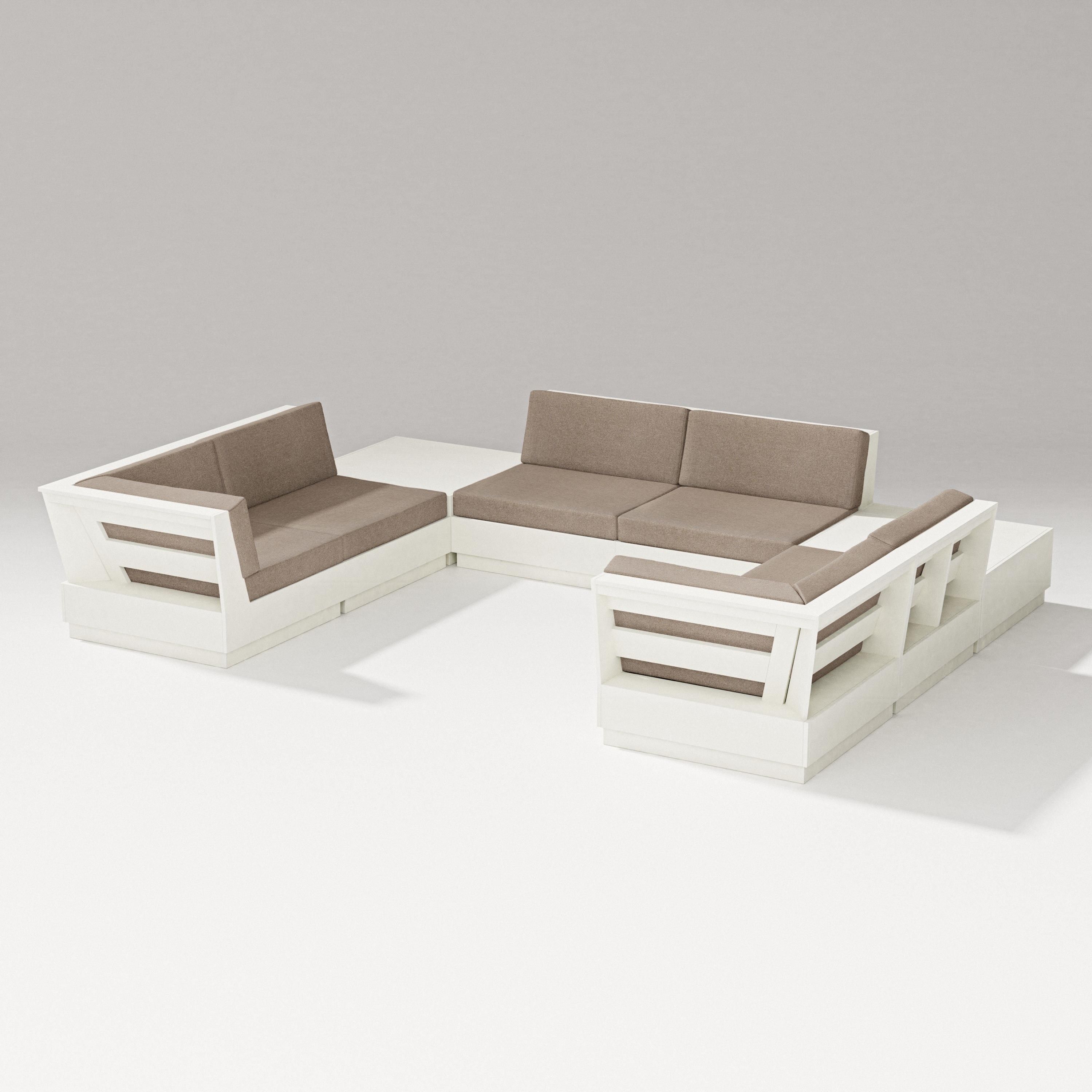 PW Designer Series Elevate 8-Piece U-Shaped Sectional in Vintage White / Spiced Burlap