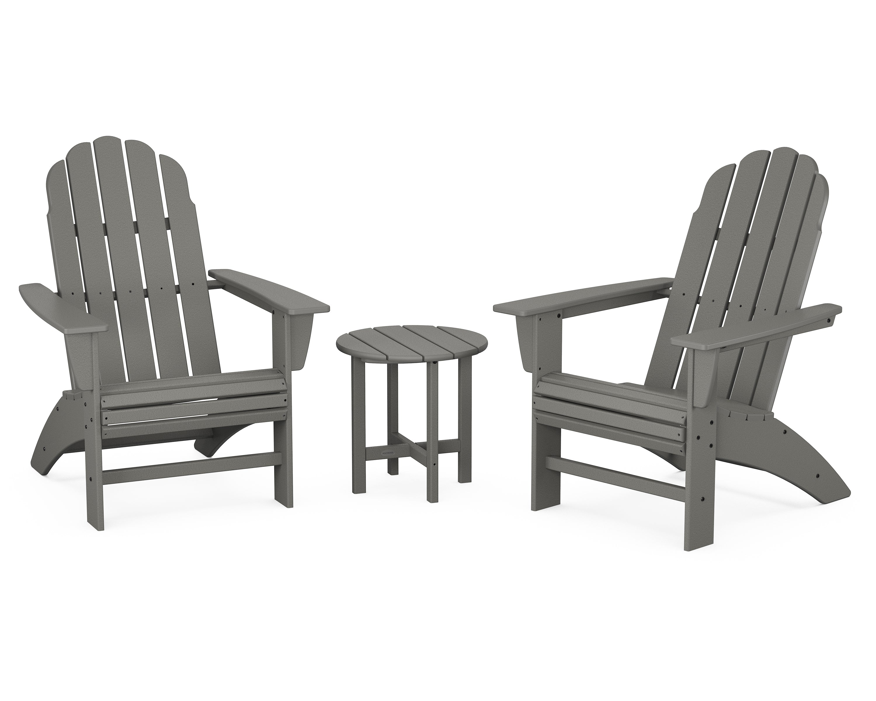 POLYWOOD Vineyard 3-Piece Curveback Adirondack Set in Slate Grey