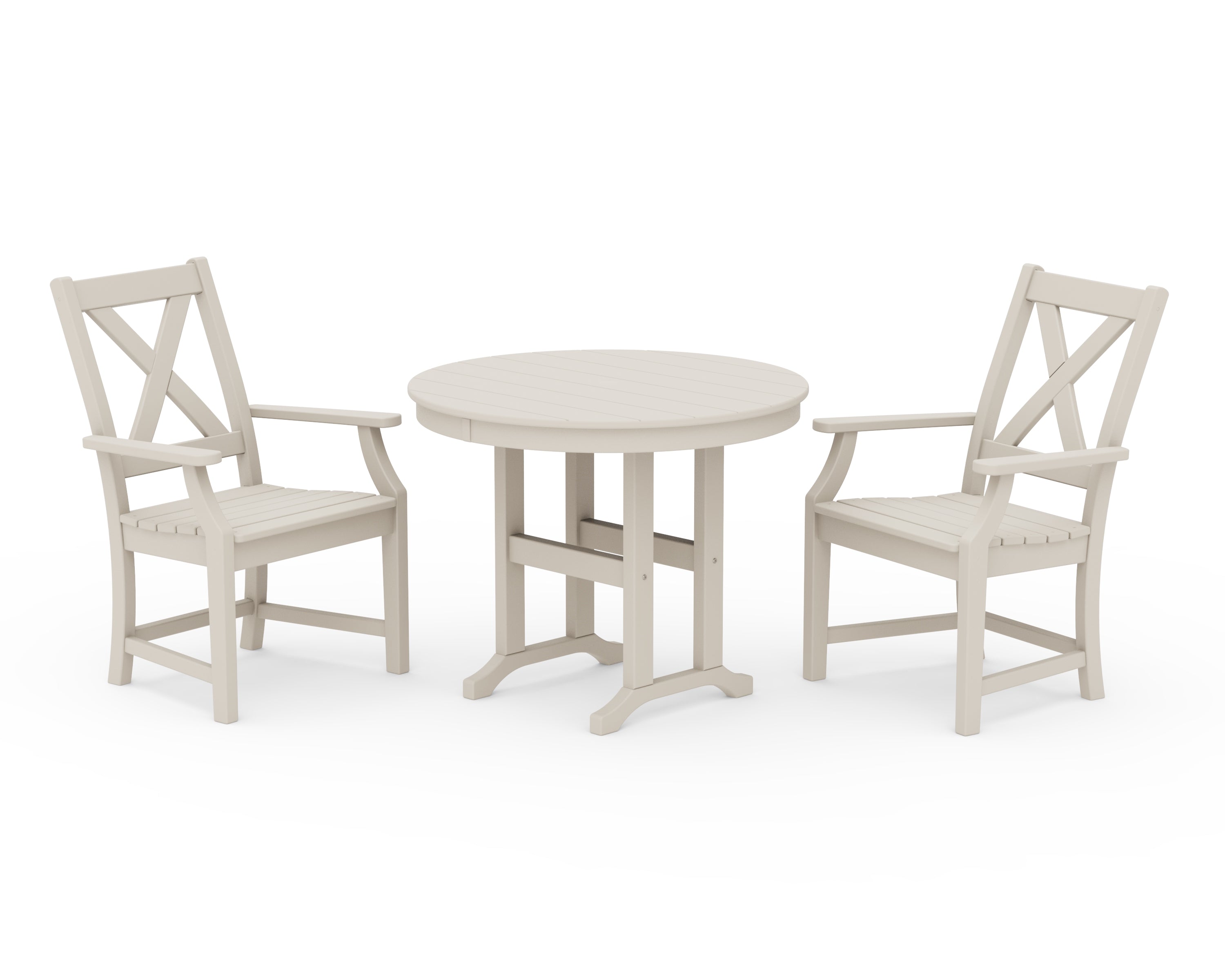 POLYWOOD Braxton 3-Piece Round Dining Set in Sand