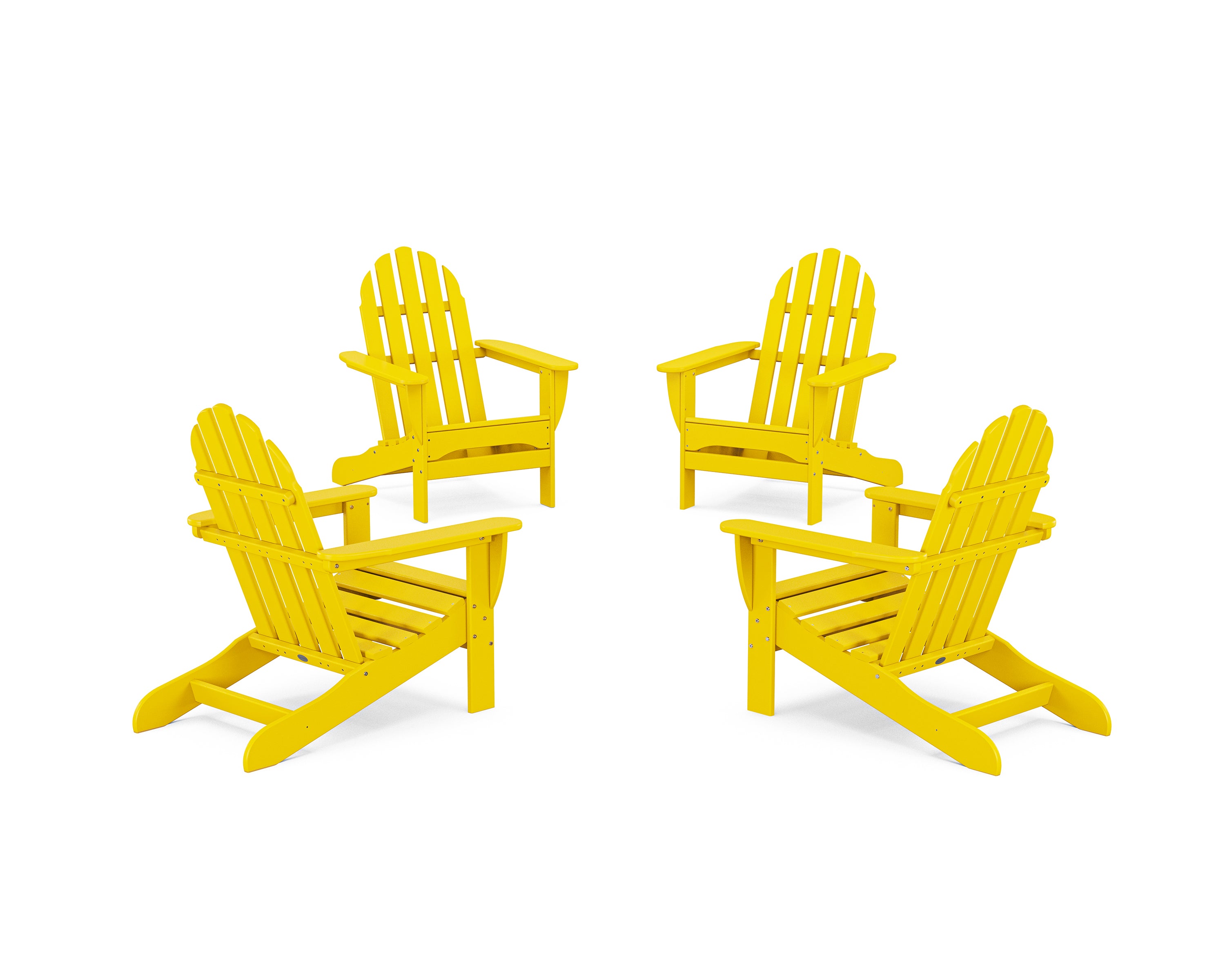 POLYWOOD 4-Piece Classic Adirondack Conversation Set in Lemon