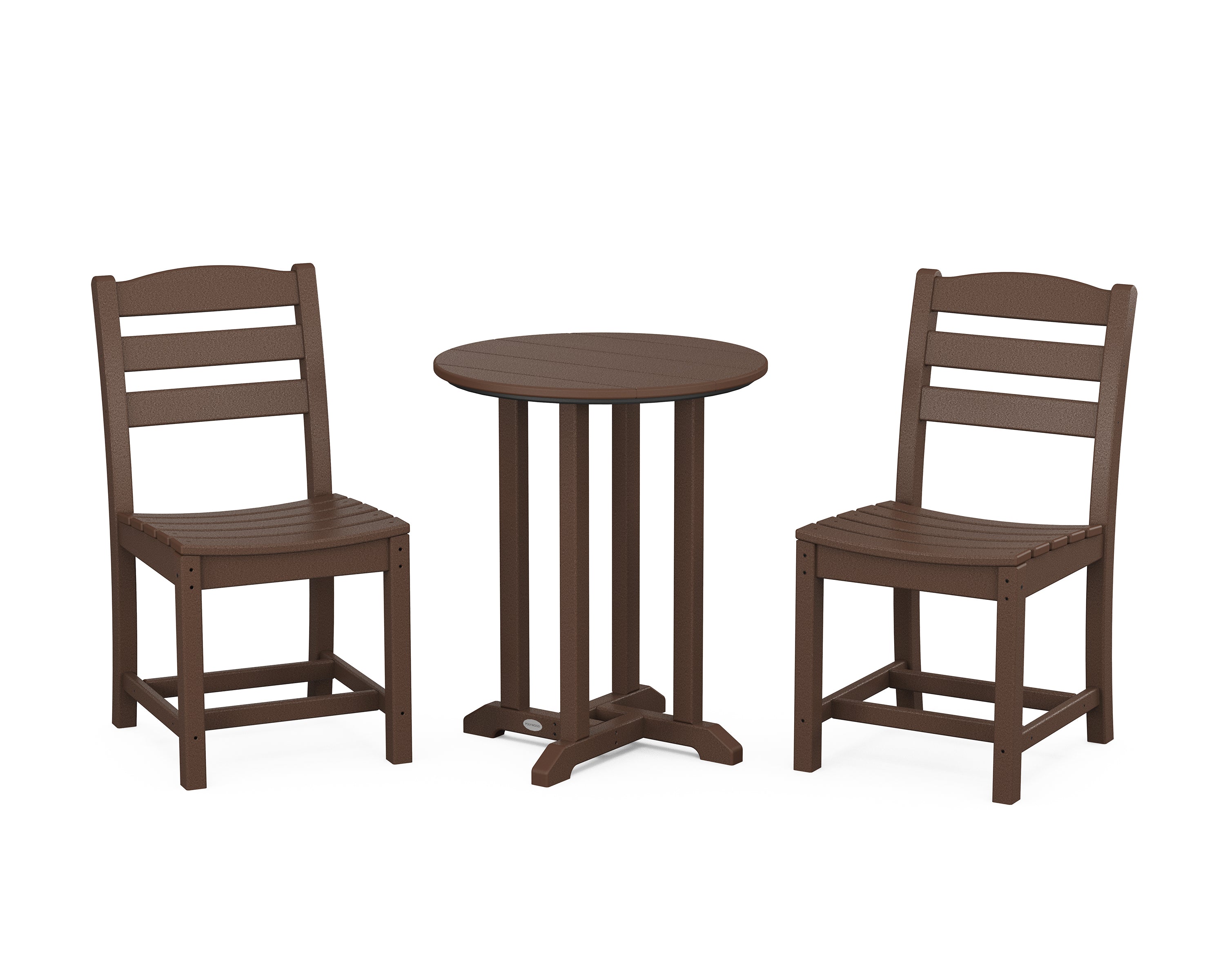 POLYWOOD La Casa Café Side Chair 3-Piece Round Bistro Dining Set in Mahogany