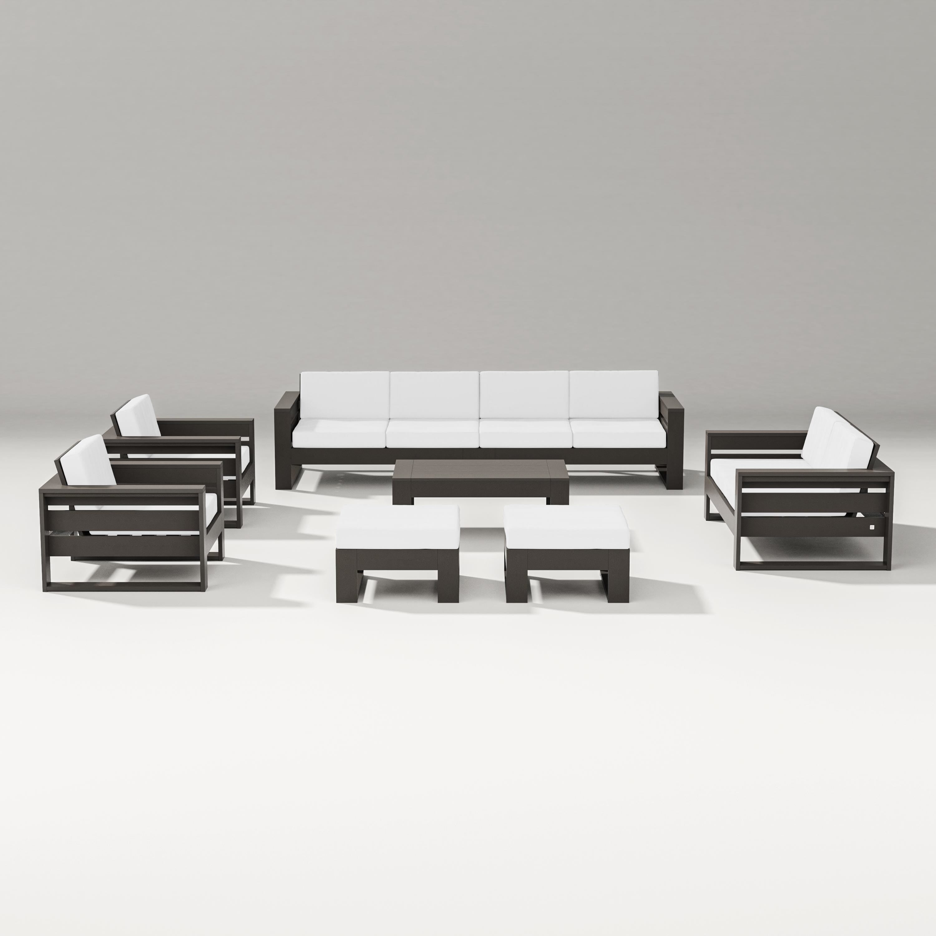 PW Designer Series Latitude 8-Piece Lounge Sofa Set in Vintage Coffee / Natural