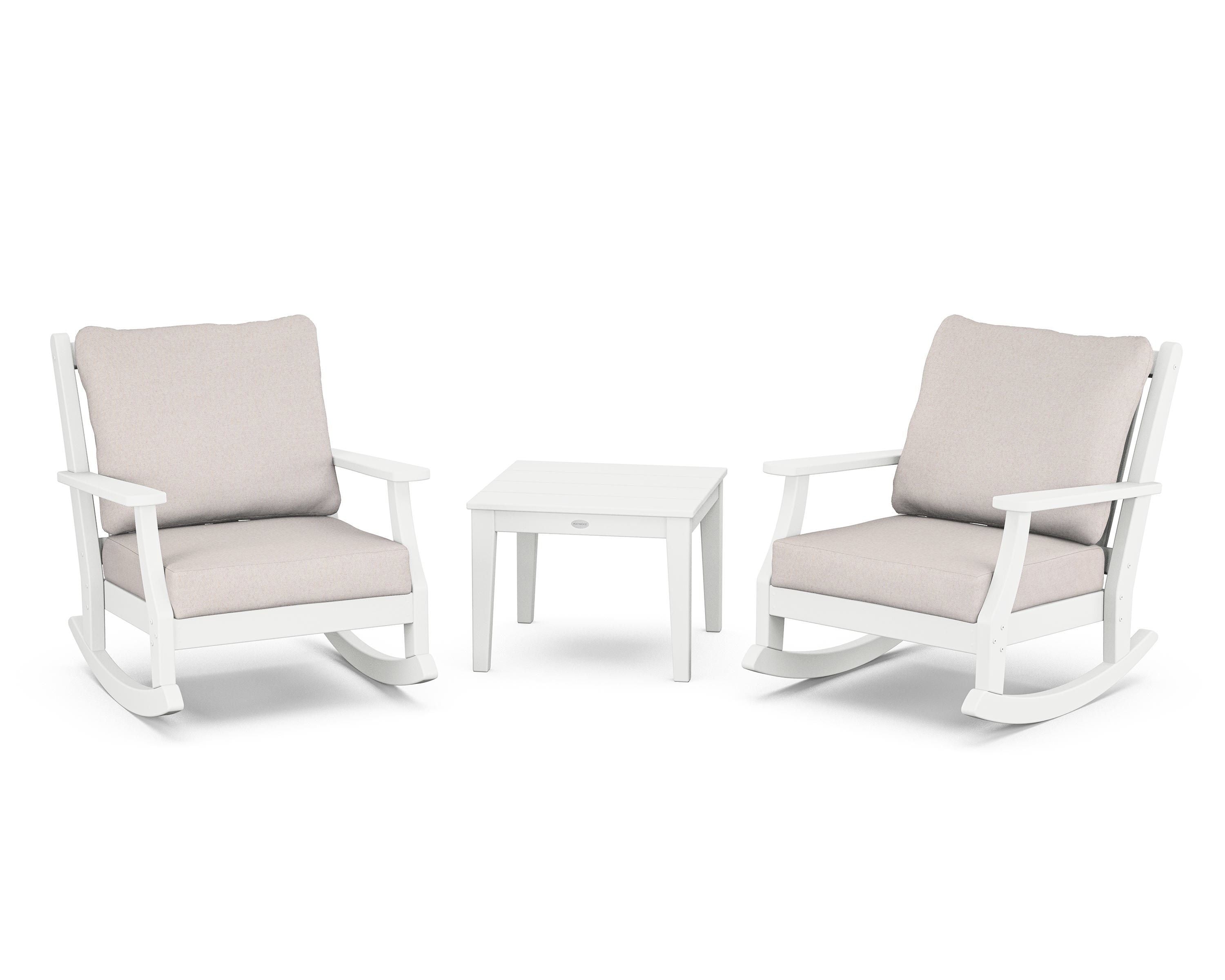 Country Living Wovendale 3-Piece Deep Seating Rocker Set in White / Dune Burlap