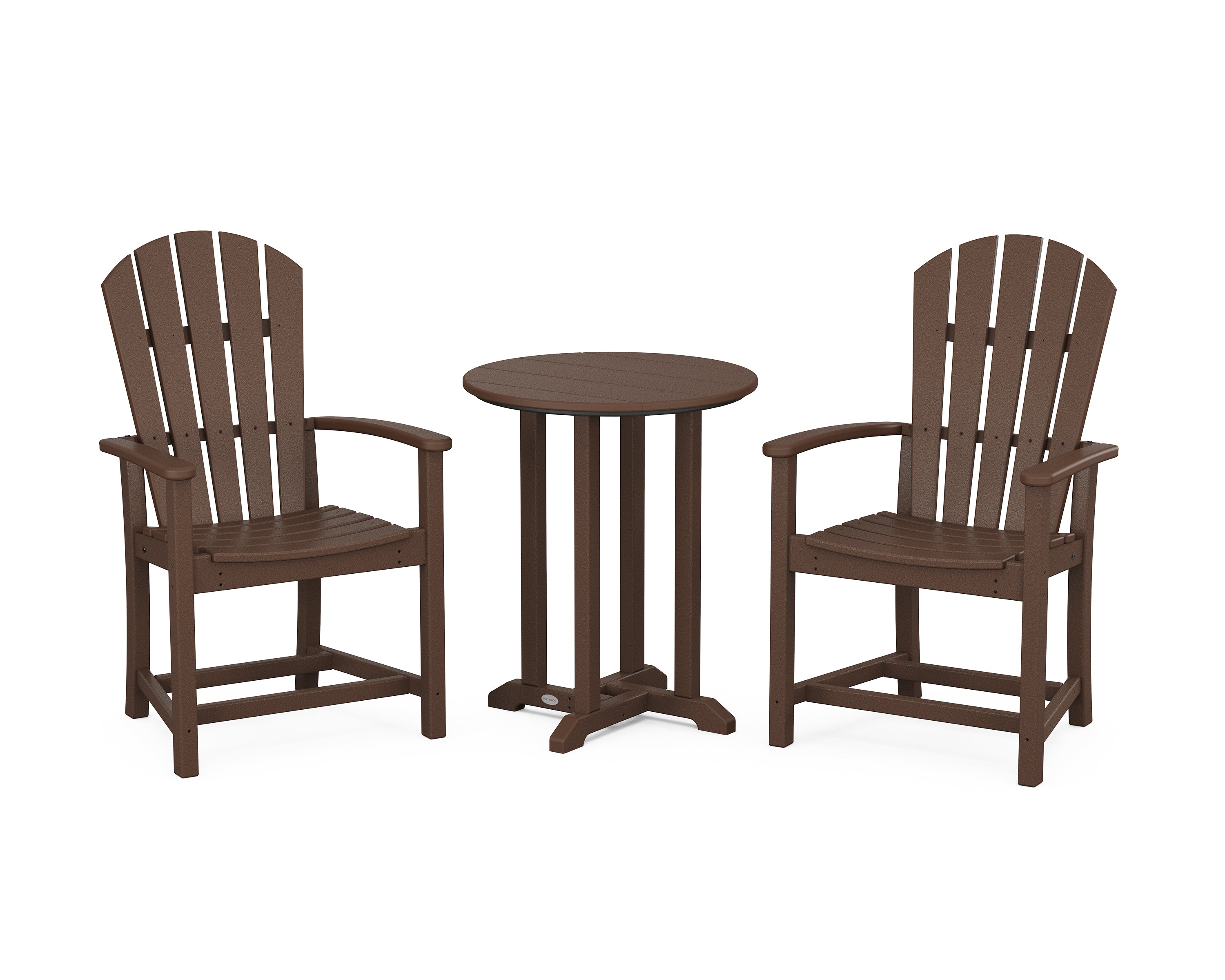 POLYWOOD Palm Coast 3-Piece Round Farmhouse Bistro Dining Set in Mahogany