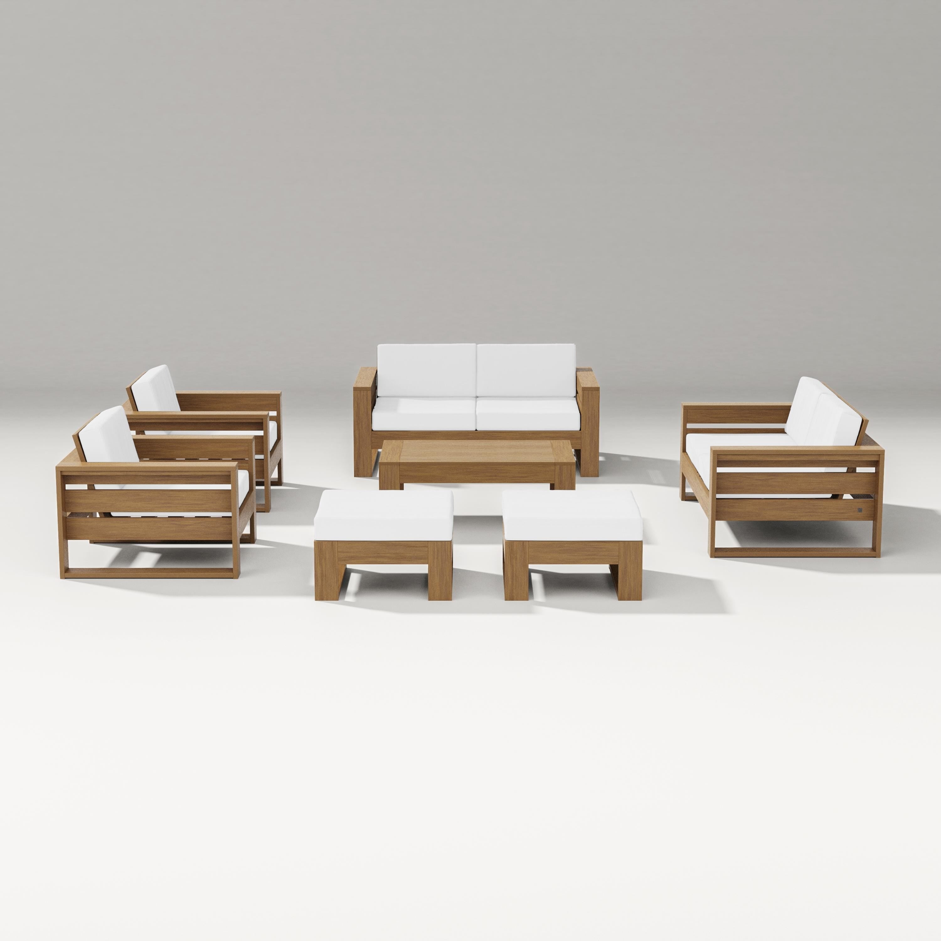 PW Designer Series Latitude 7-Piece Lounge Loveseat Set in Natural / Natural