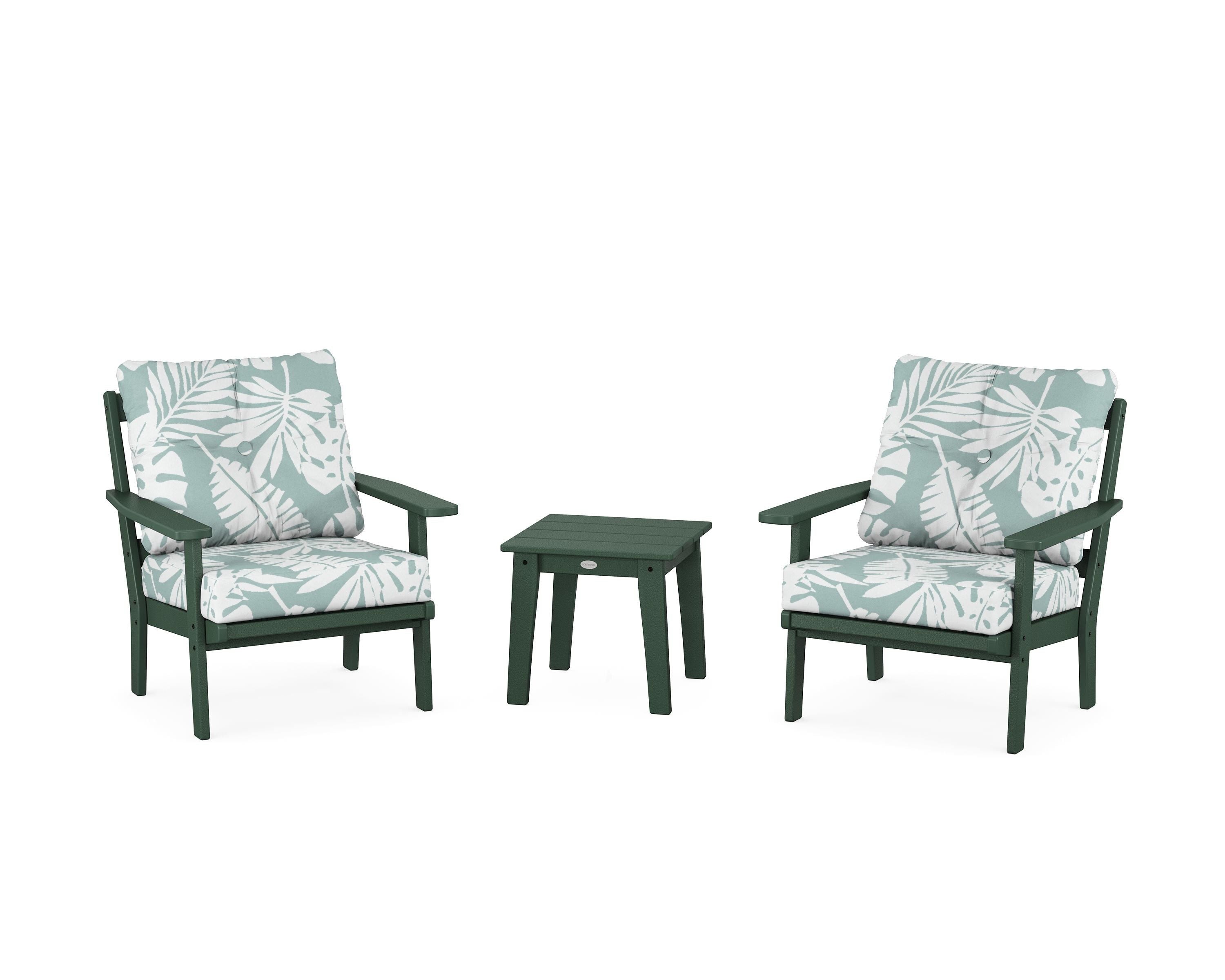 POLYWOOD Oxford 3-Piece Deep Seating Set in Green / Leaf Glacier Spa