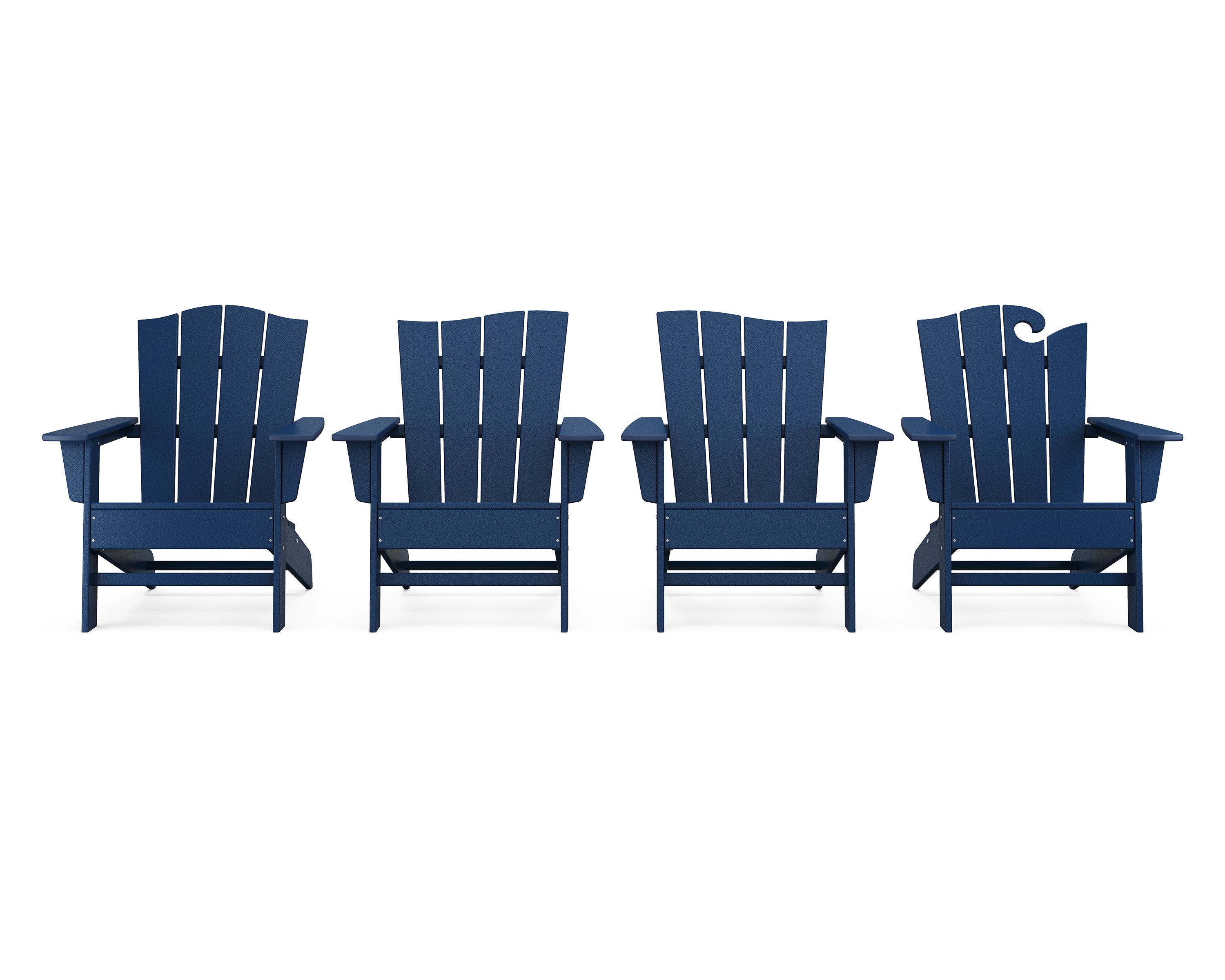 POLYWOOD Wave Collection 4-Piece Adirondack Chair Set in Navy
