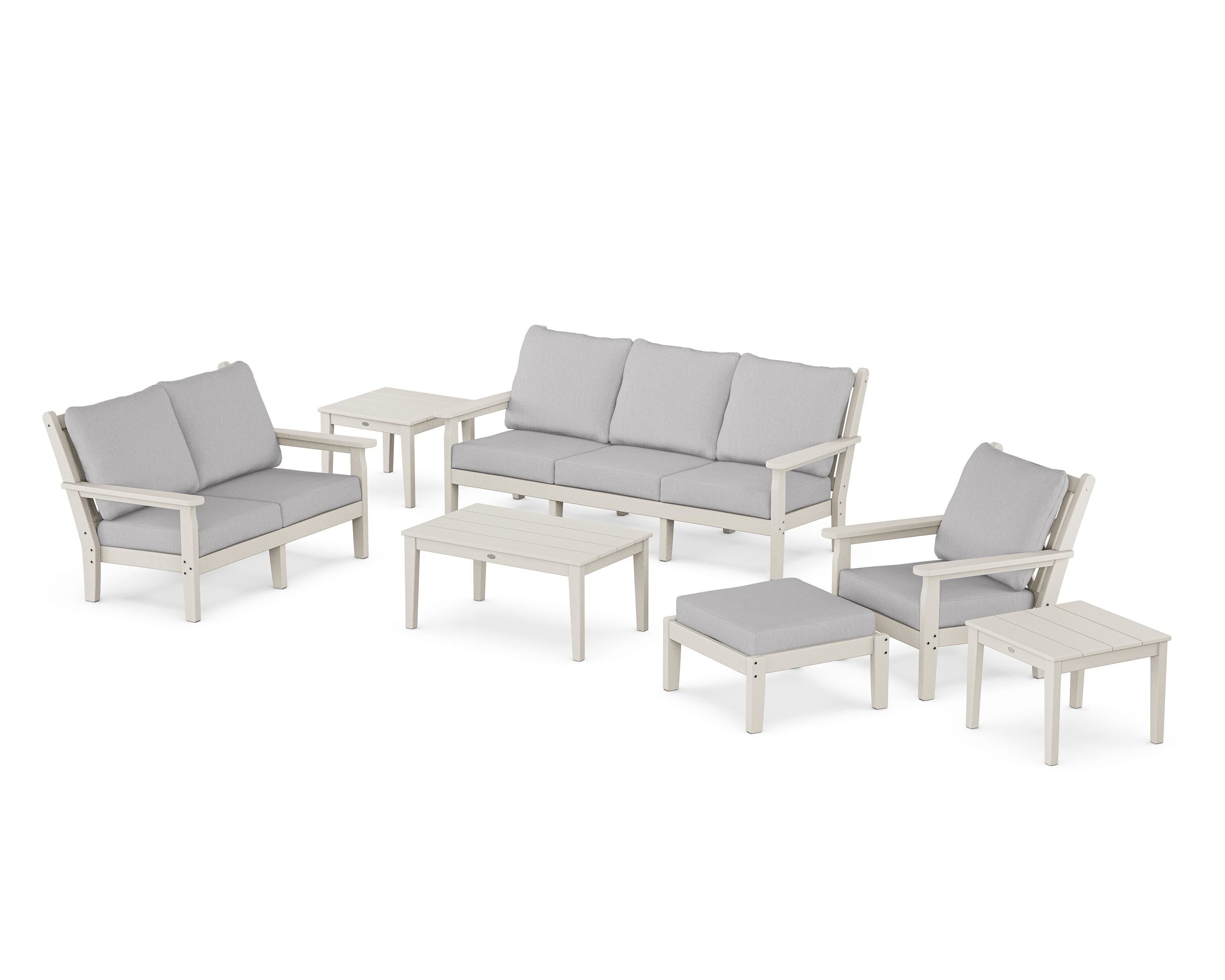 POLYWOOD Chippendale 7-Piece Deep Seating Set in Sand / Granite
