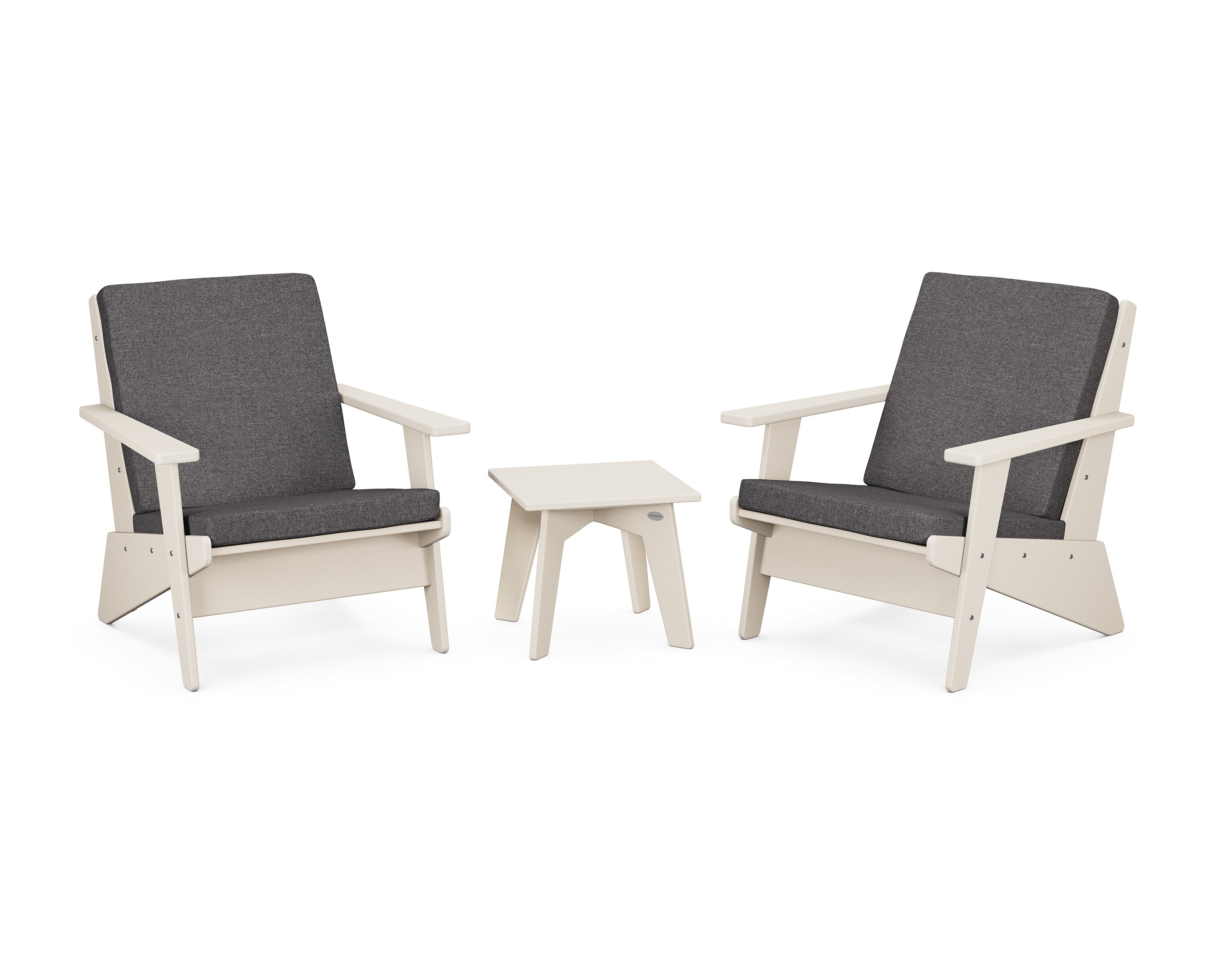 POLYWOOD Riviera Modern Lounge 3-Piece Set in Sand / Ash Charcoal
