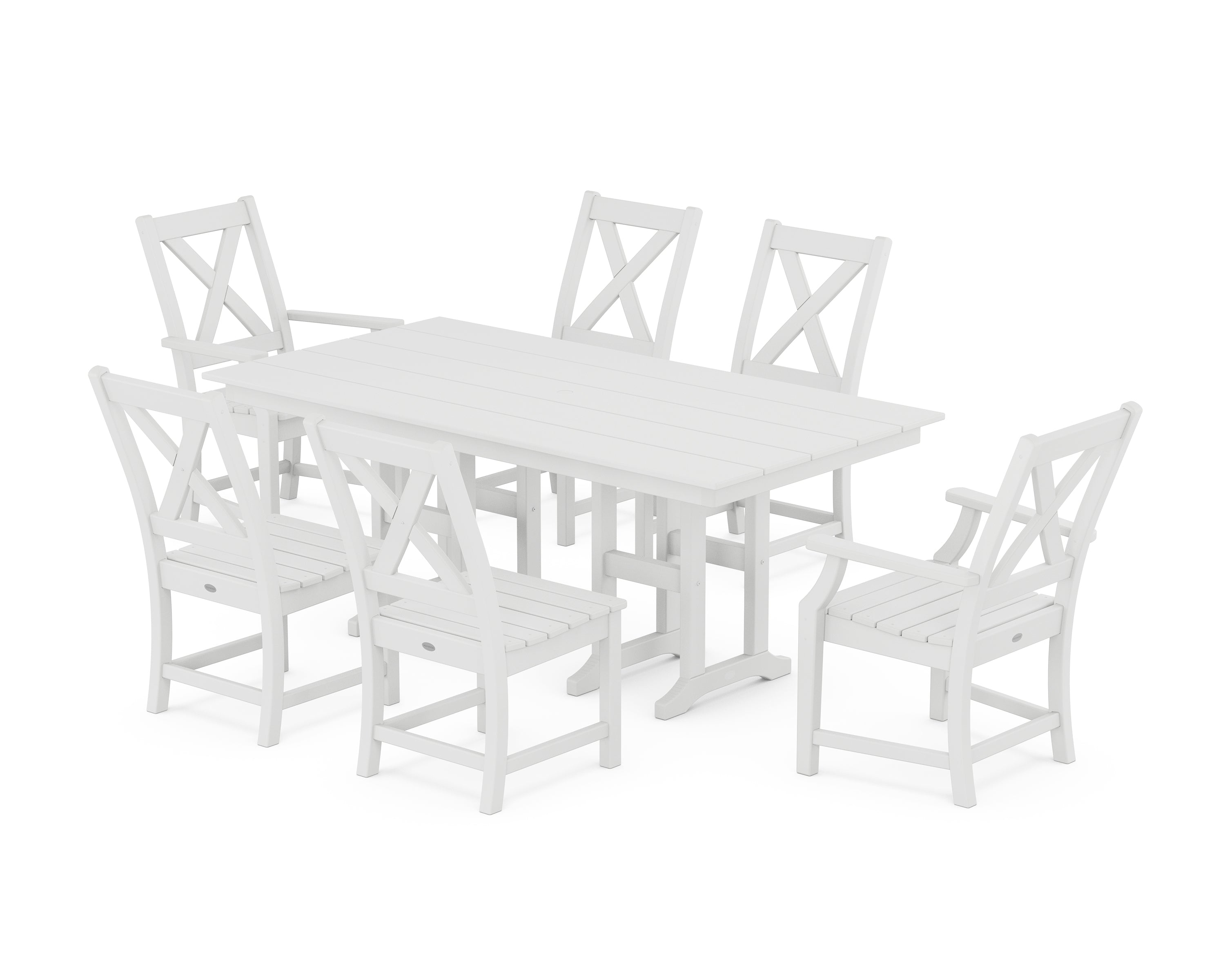 POLYWOOD® Braxton 7-Piece Farmhouse Dining Set in White