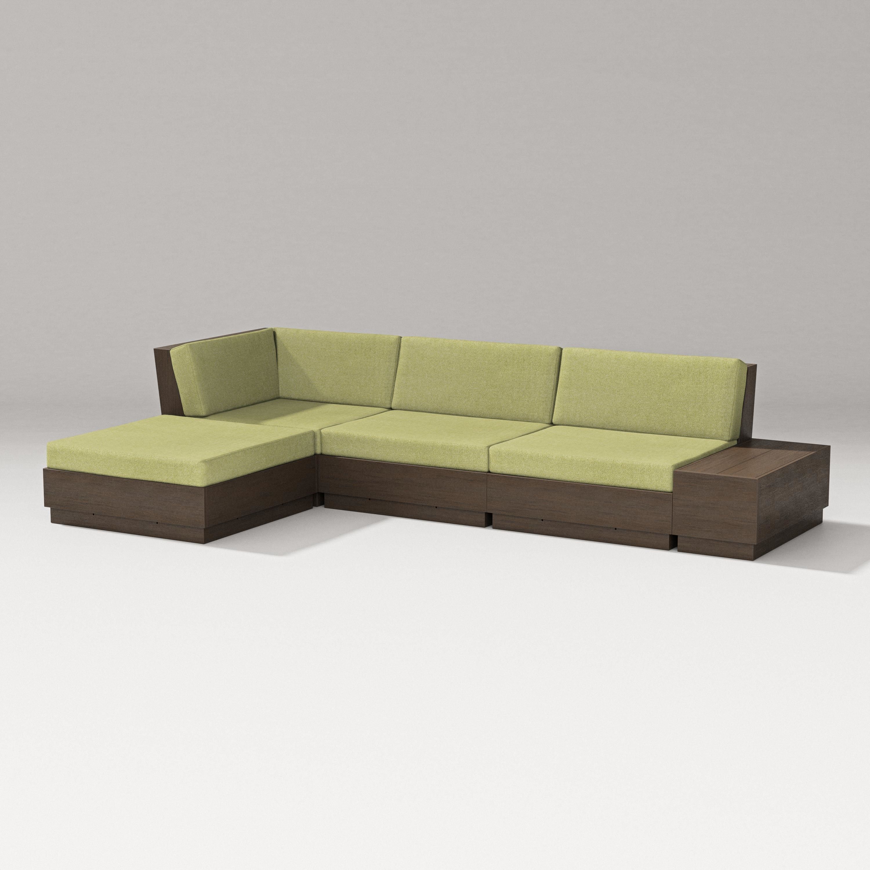 PW Designer Series Elevate Chaise Sectional in Kona / Chartreuse Boucle