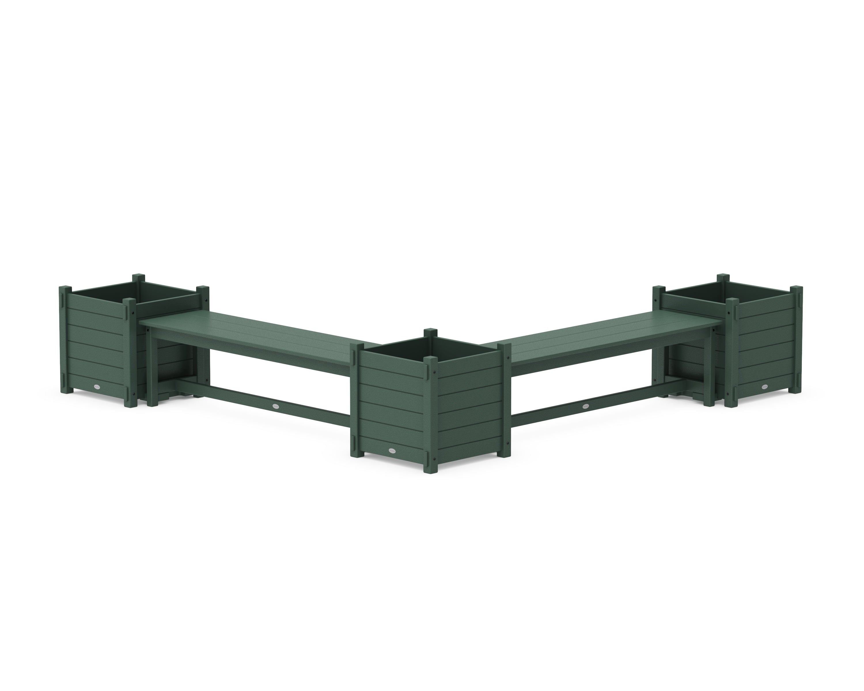 POLYWOOD 60" Nautical L- Shaped Planter Bench Corner Set - Large in Green