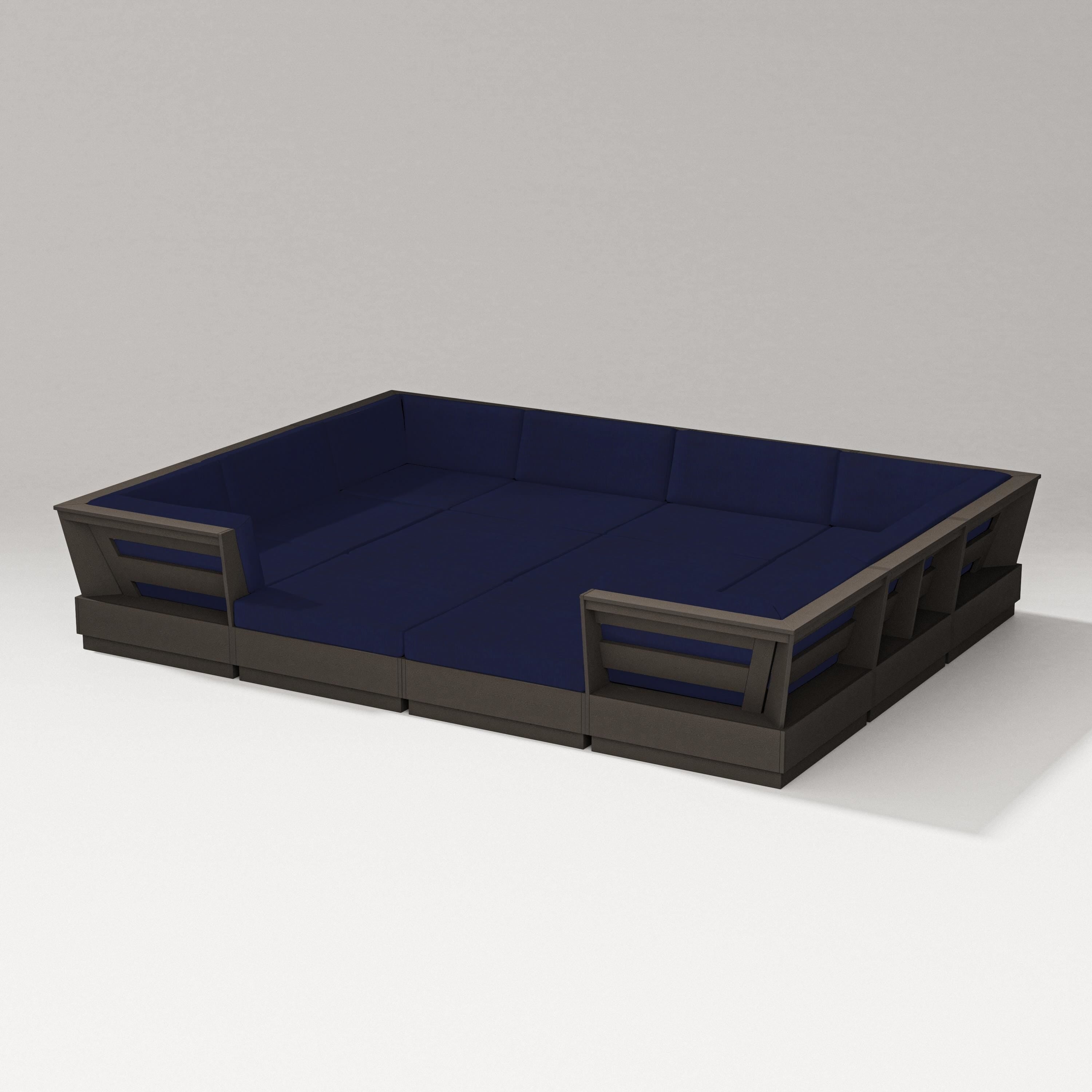 PW Designer Series Elevate 12-Piece Pit Sectional in Vintage Coffee / Navy