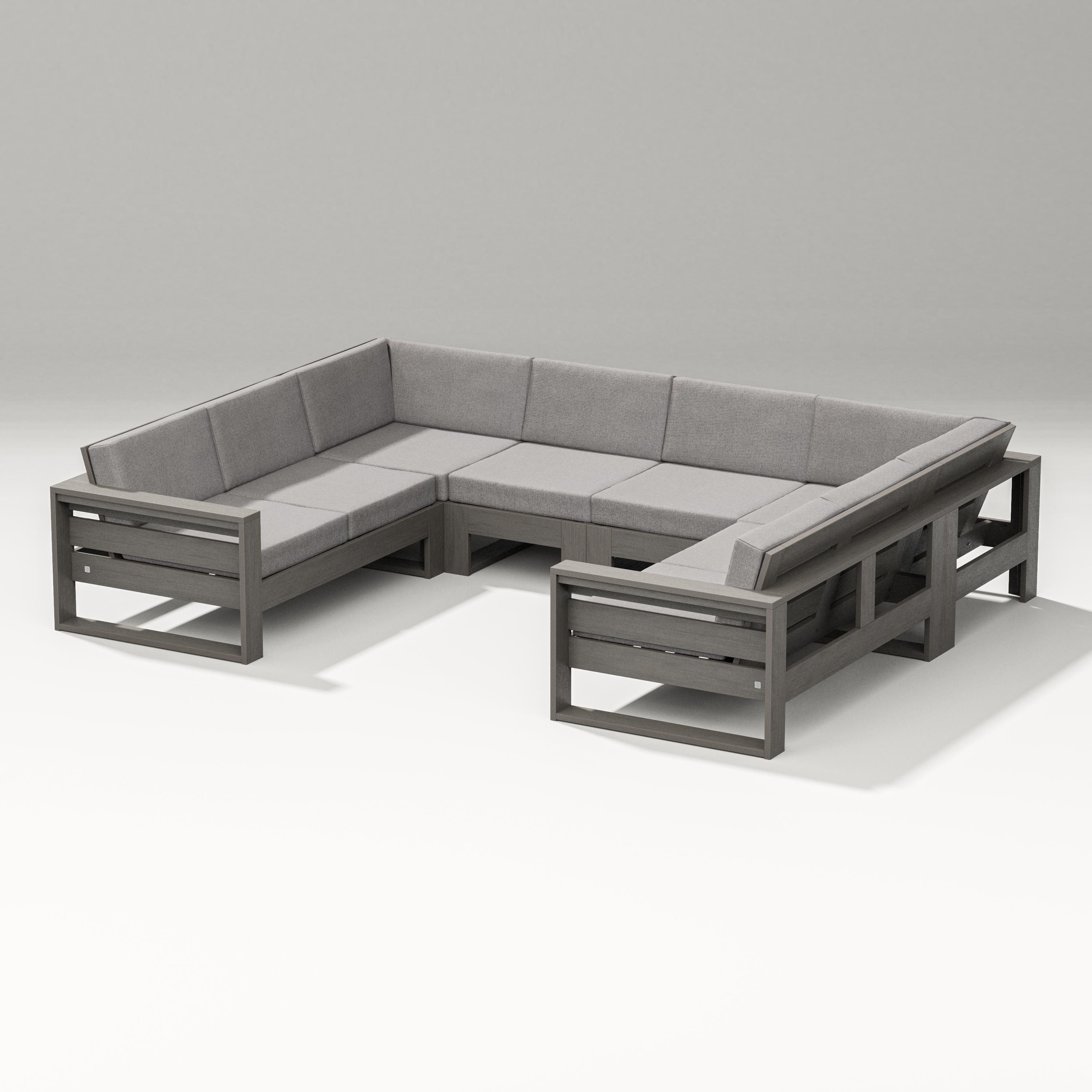 PW Designer Series Latitude U-Shaped Sectional in Driftwood / Grey Mist