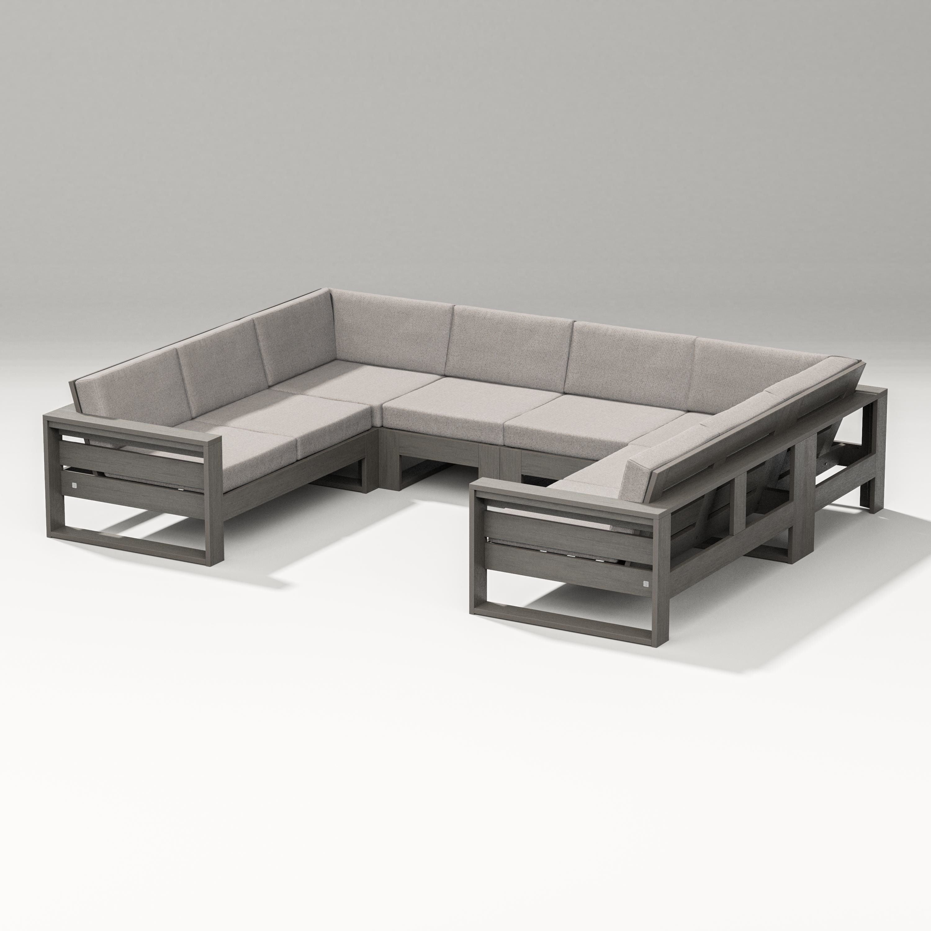 PW Designer Series Latitude U-Shaped Sectional in Driftwood / Weathered Tweed