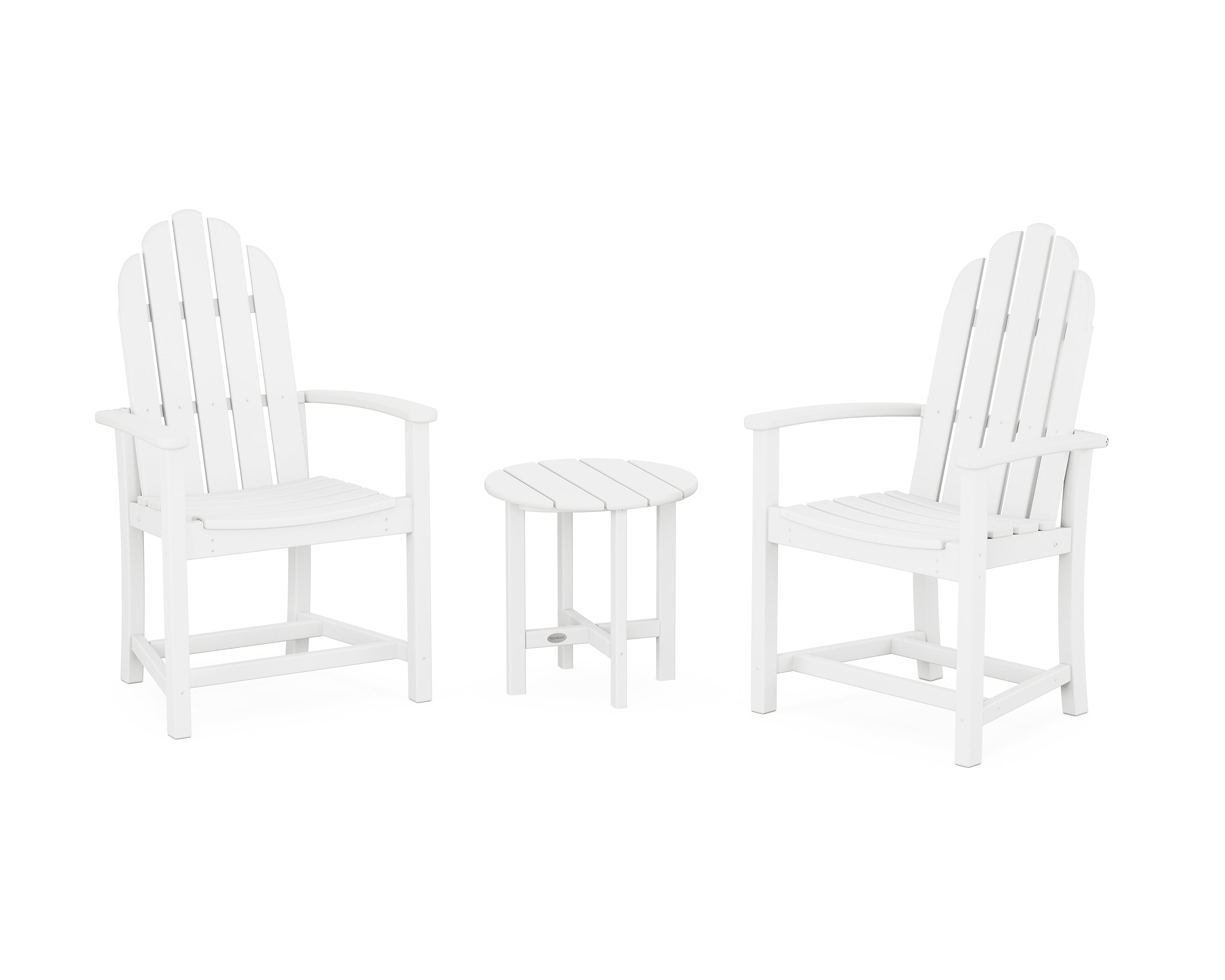 POLYWOOD Classic 3-Piece Upright Adirondack Chair Set in White
