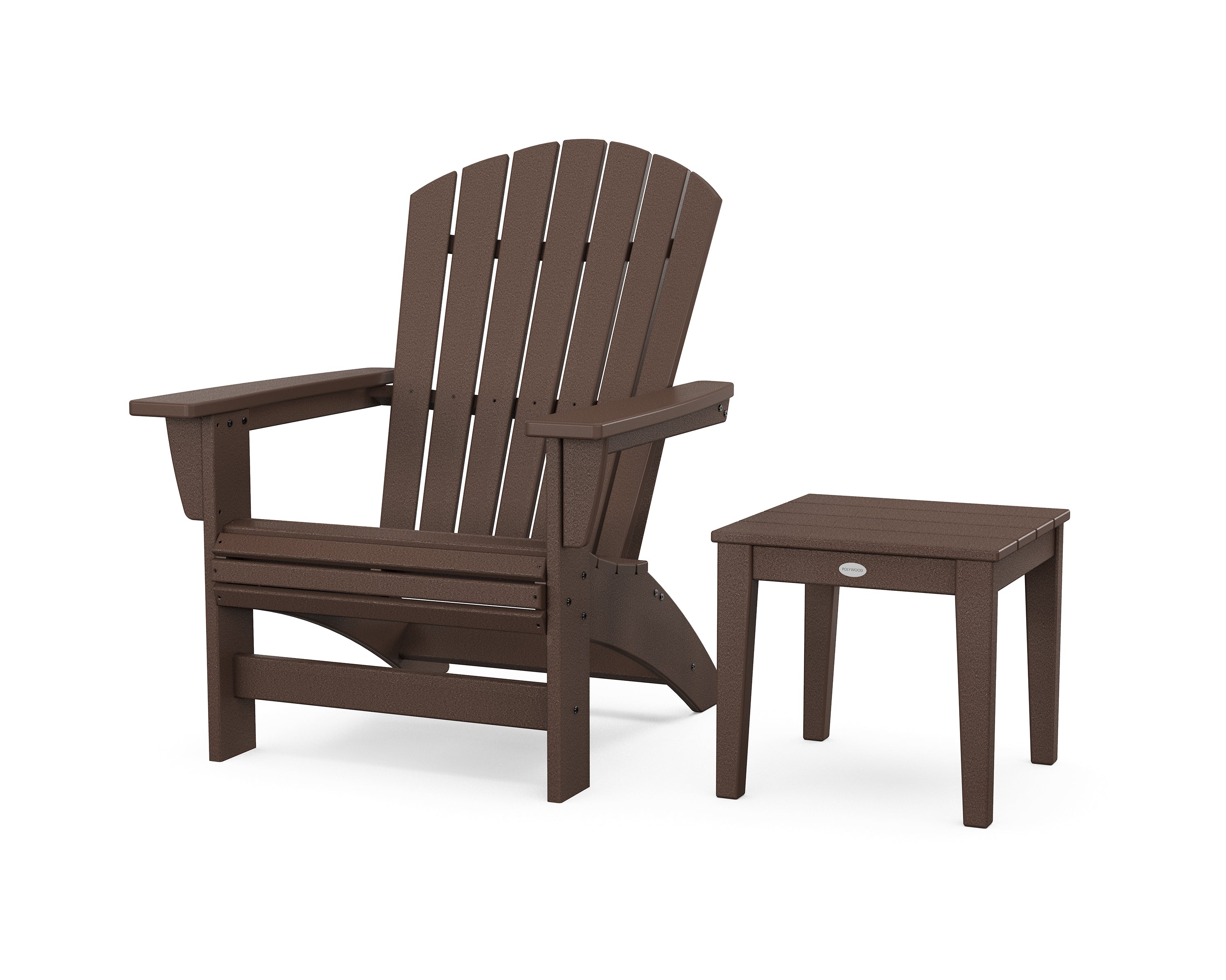 POLYWOOD Nautical Grand Adirondack Chair with Side Table in Mahogany