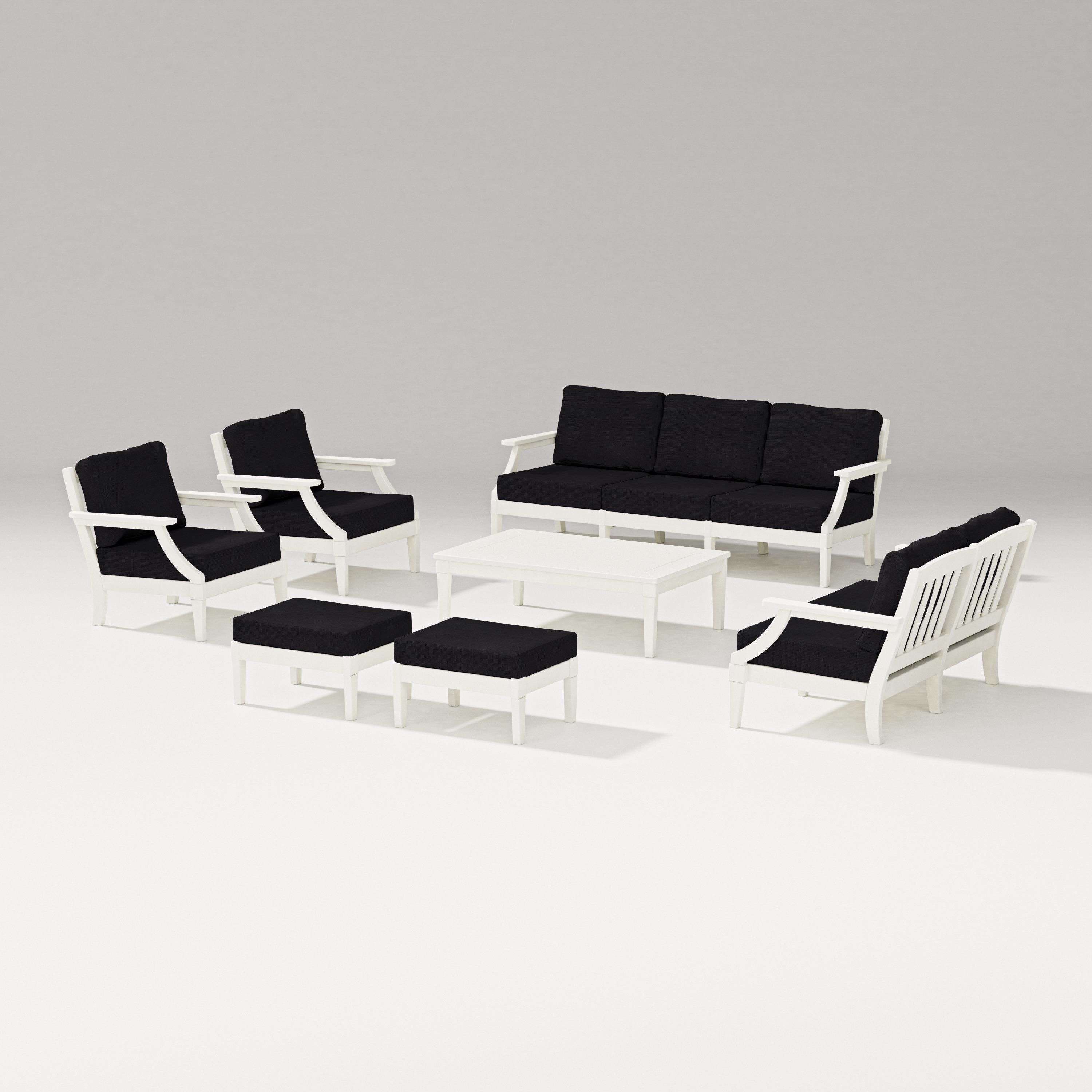 PW Designer Series Estate 7-Piece Lounge Sofa Set in Vintage White / Midnight Linen