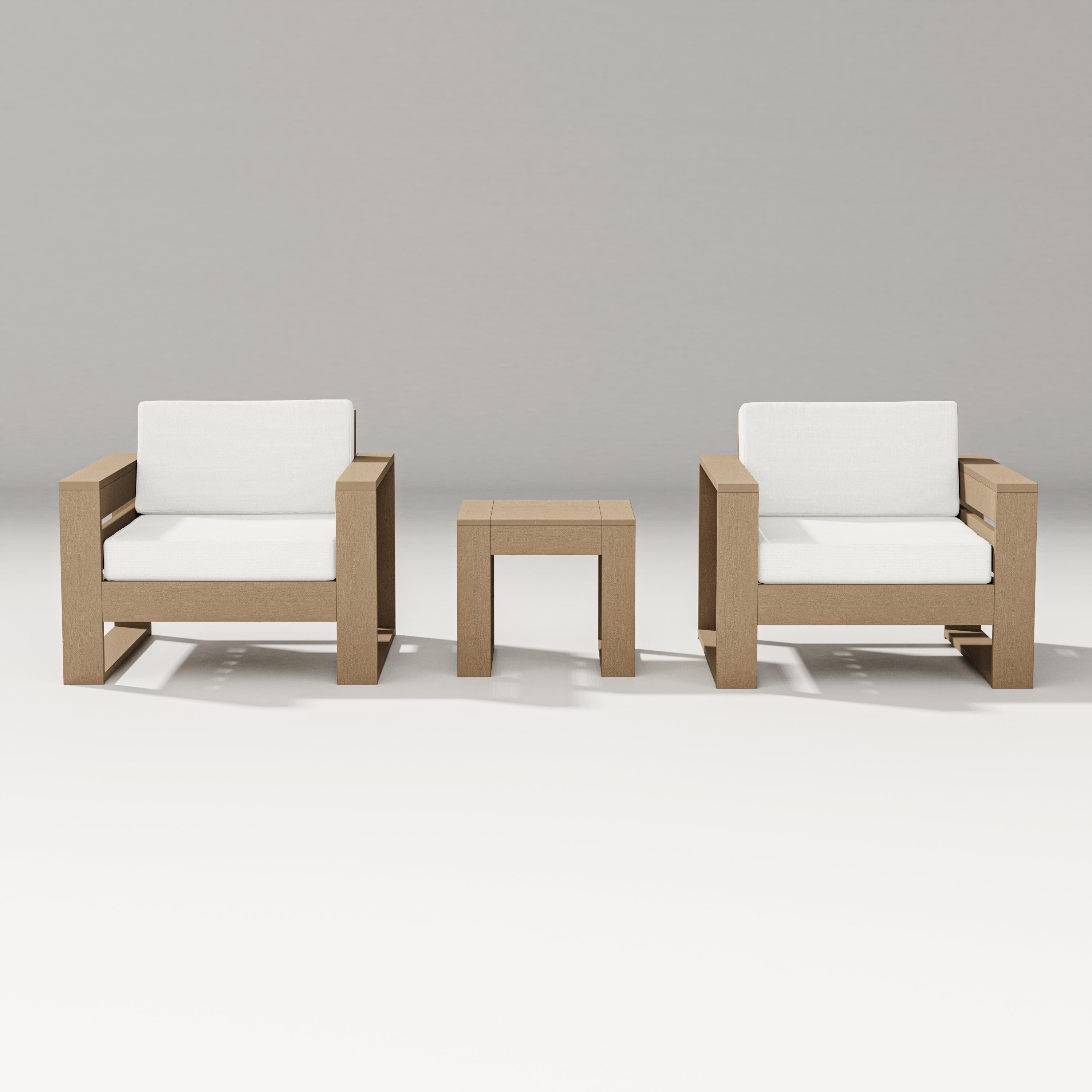 PW Designer Series Latitude 3-Piece Lounge Chair Set in Vintage Sahara / Natural Linen