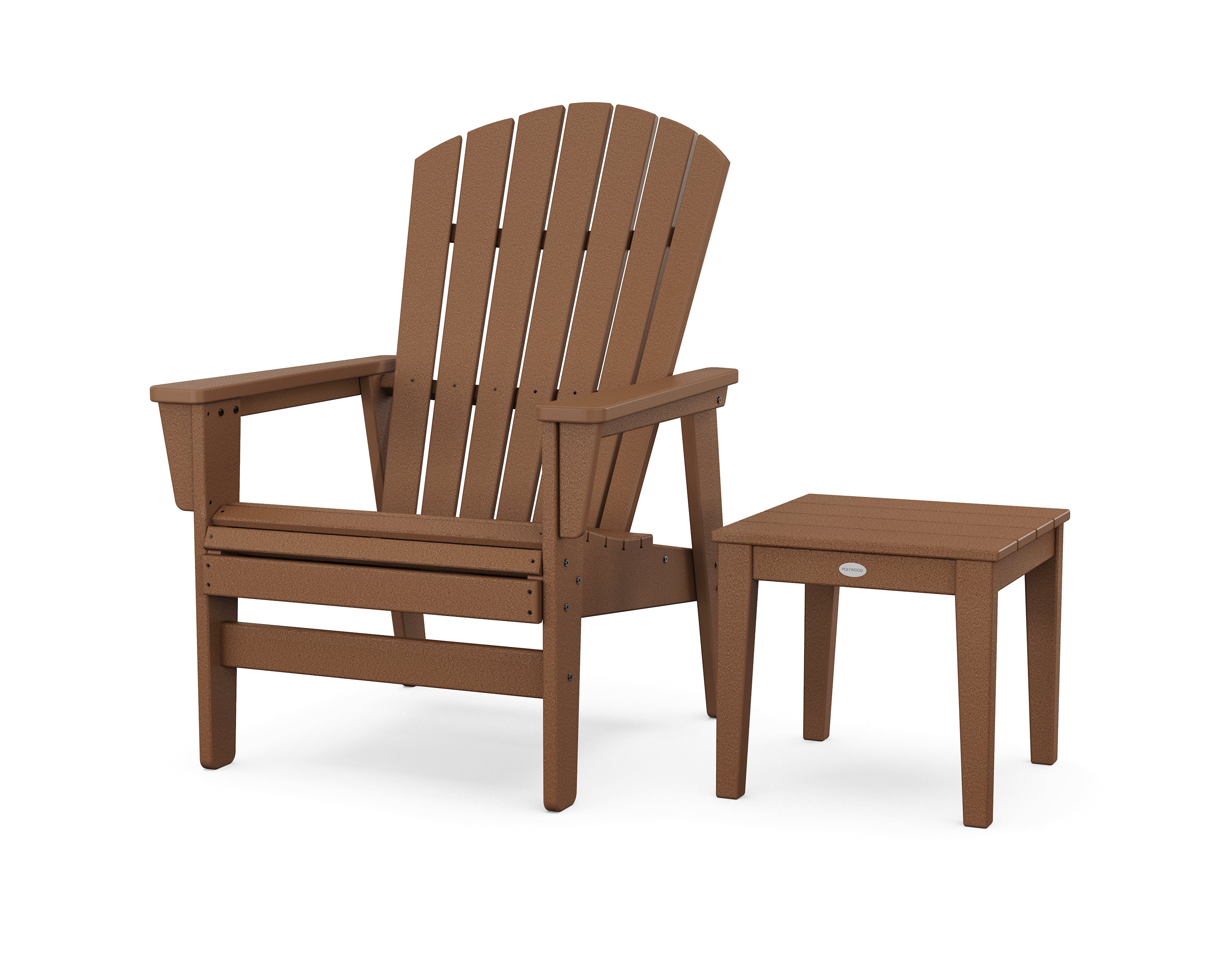 POLYWOOD Nautical Grand Upright Adirondack Chair with Side Table in Teak