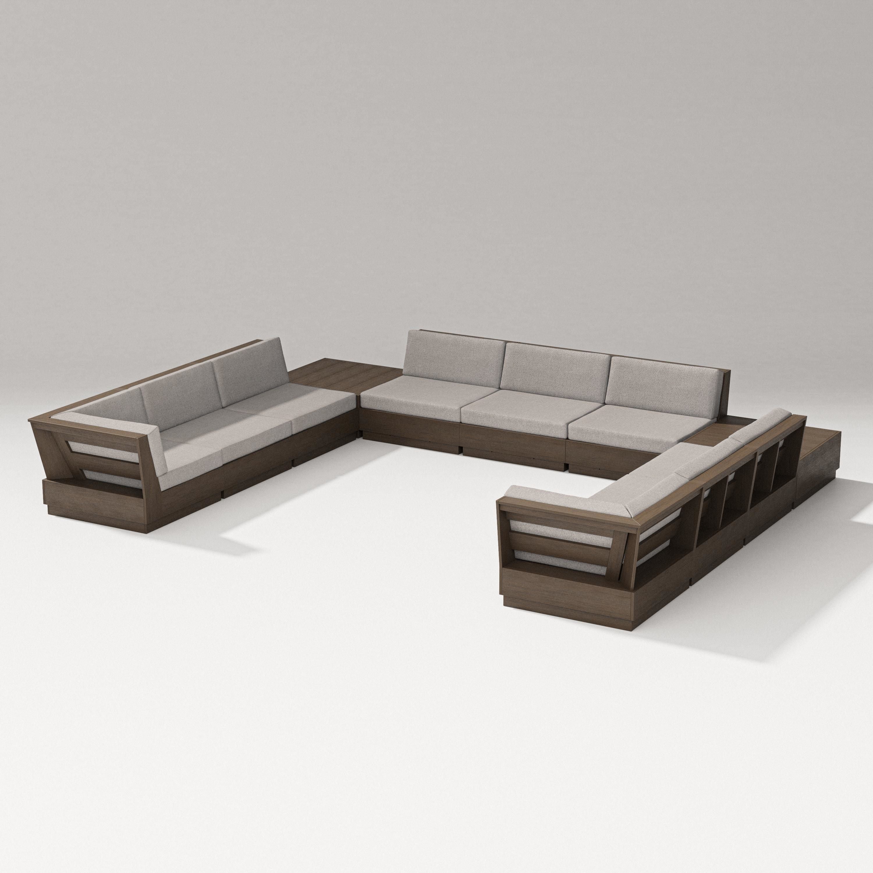 PW Designer Series Elevate 11-Piece U-Shaped Sofa Sectional in Kona / Weathered Tweed