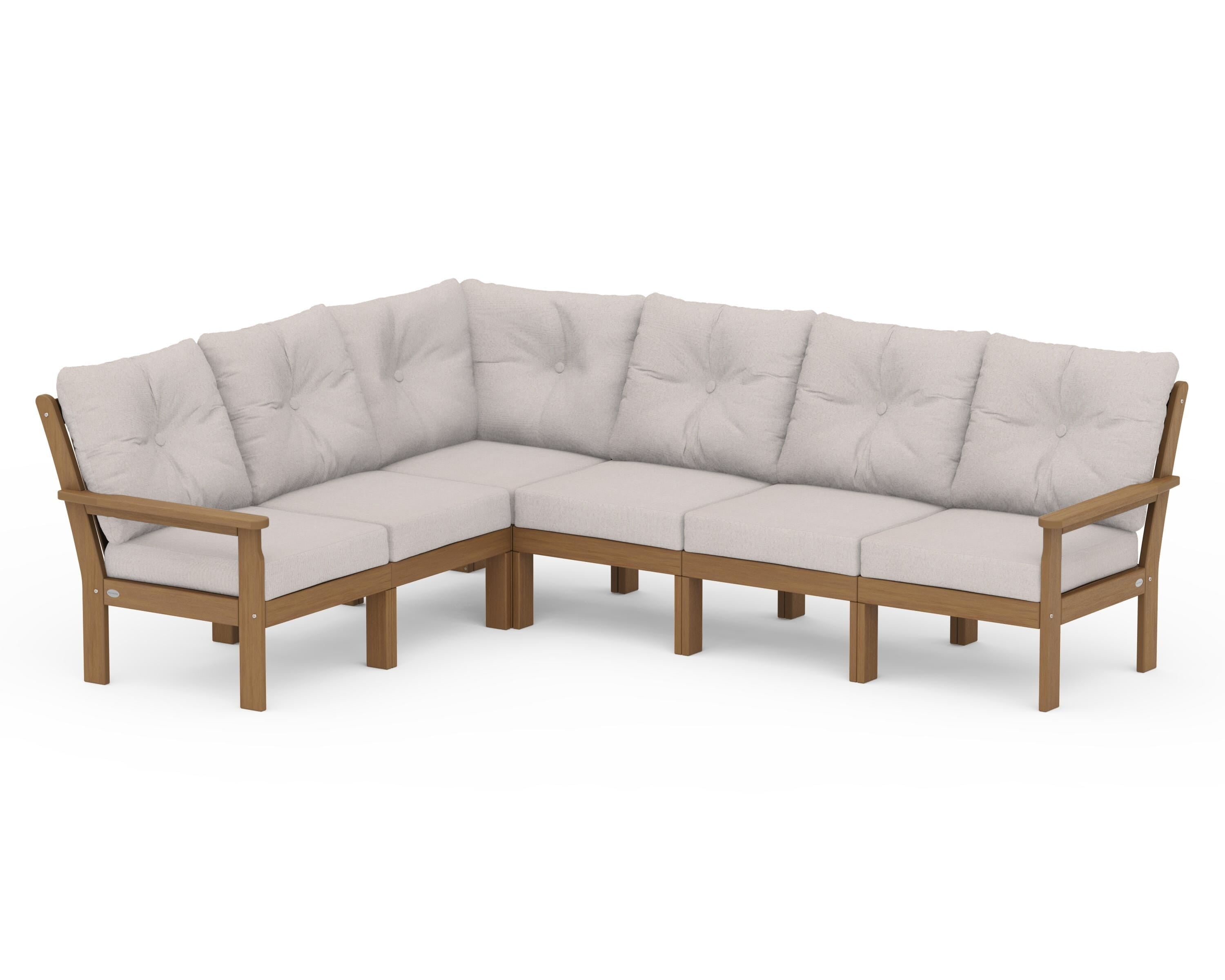 POLYWOOD Vineyard 6-Piece Sectional in Natural / Dune Burlap
