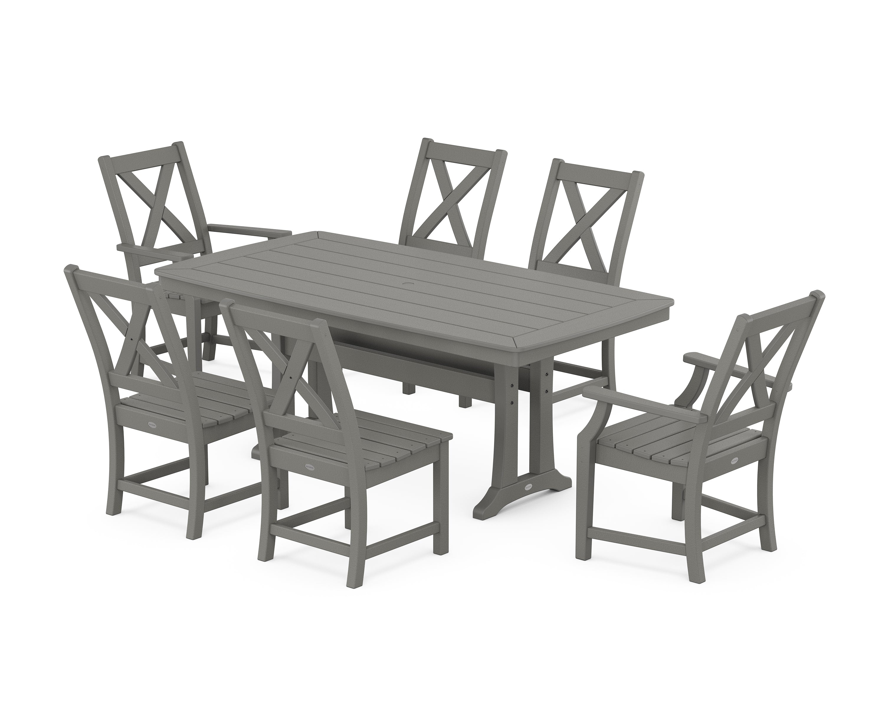 POLYWOOD® Braxton 7-Piece Dining Set with Trestle Legs in Slate Grey