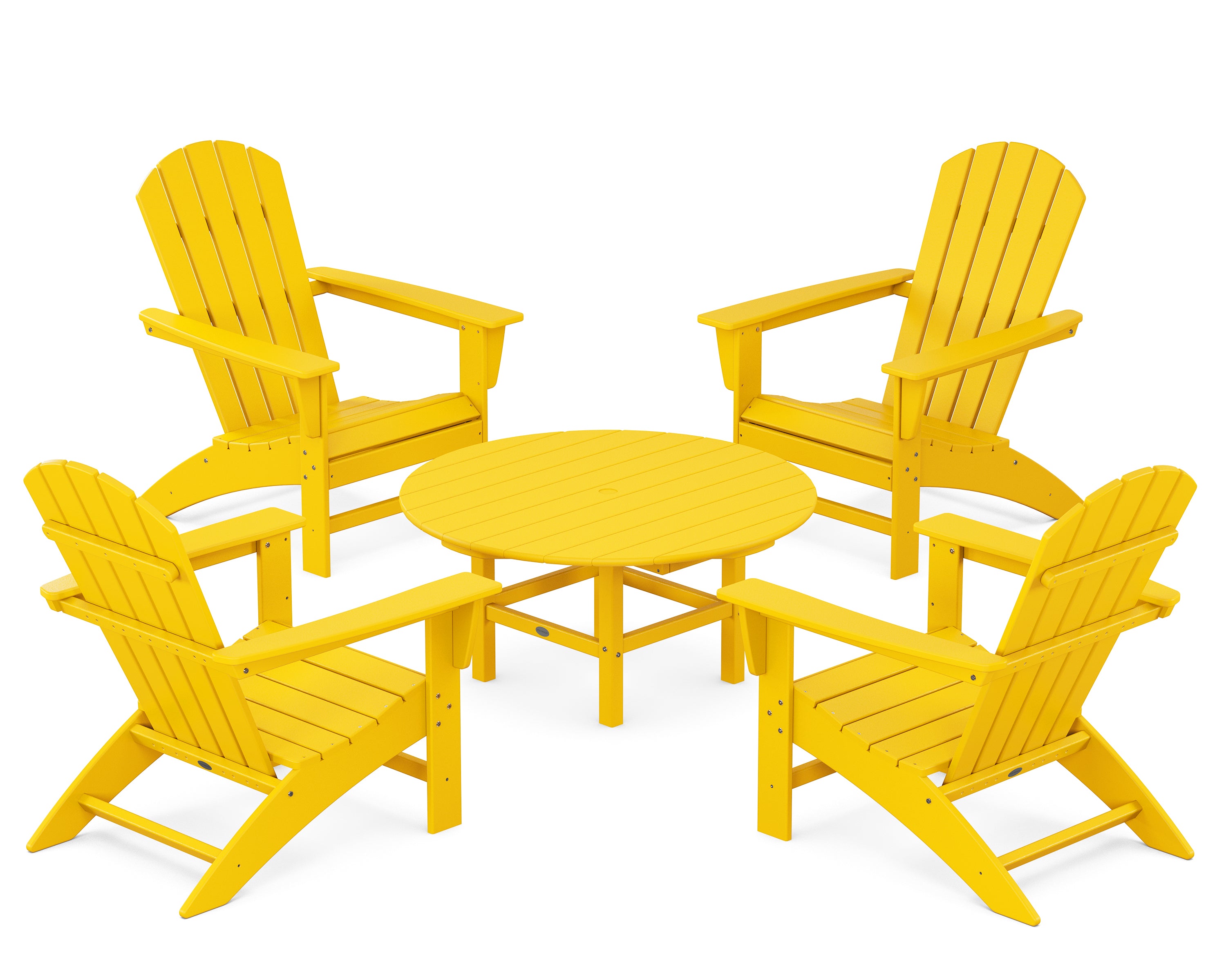 POLYWOOD Nautical 5-Piece Adirondack Chair Conversation Set in Lemon