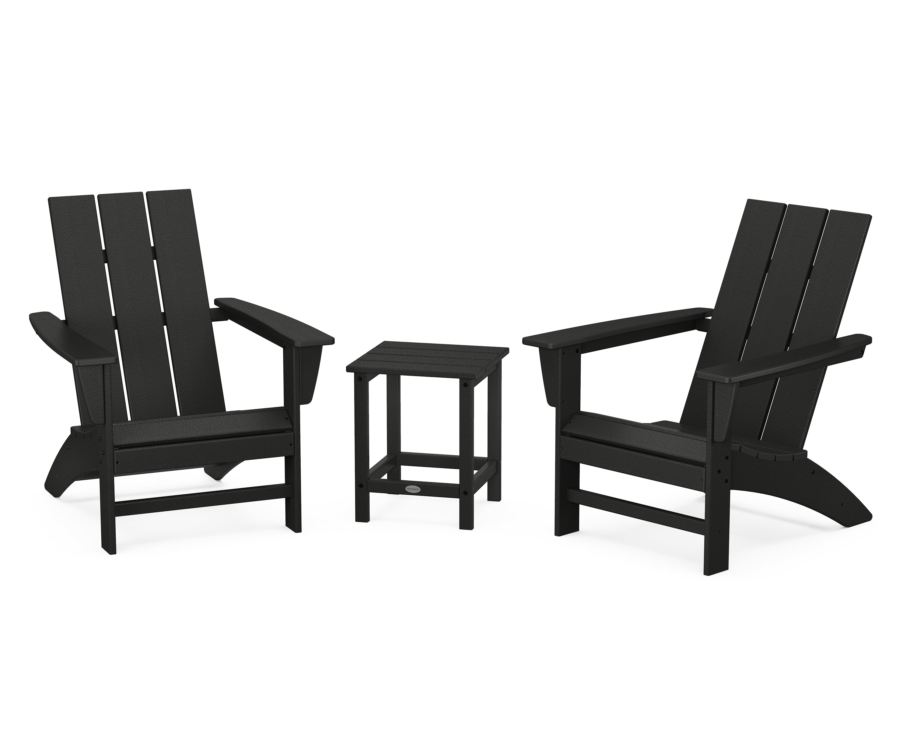 POLYWOOD® Modern 3-Piece Adirondack Set with Long Island 18" Side Table in Black