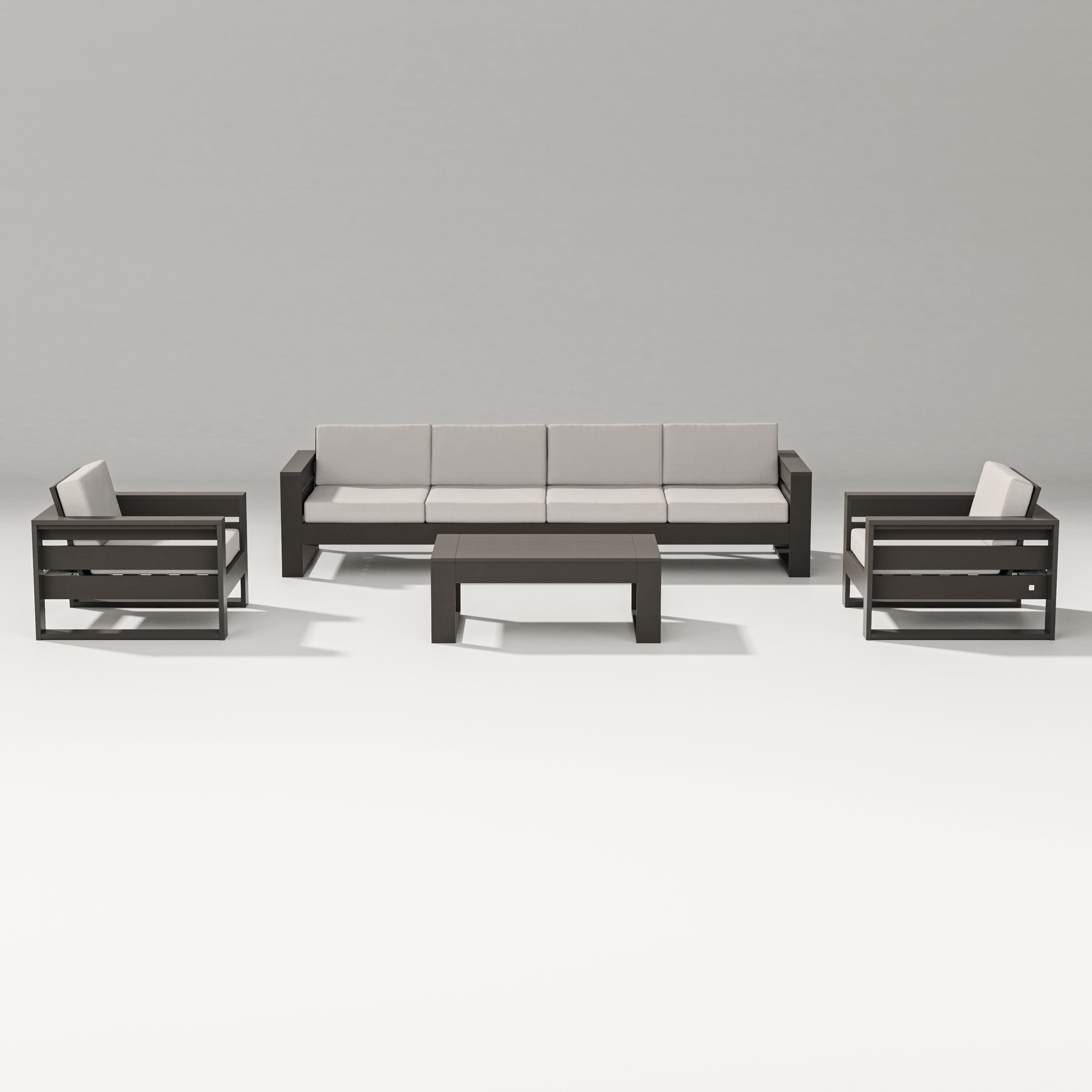 PW Designer Series Latitude 5-Piece Lounge Sofa Set in Vintage Coffee / Cast Ash