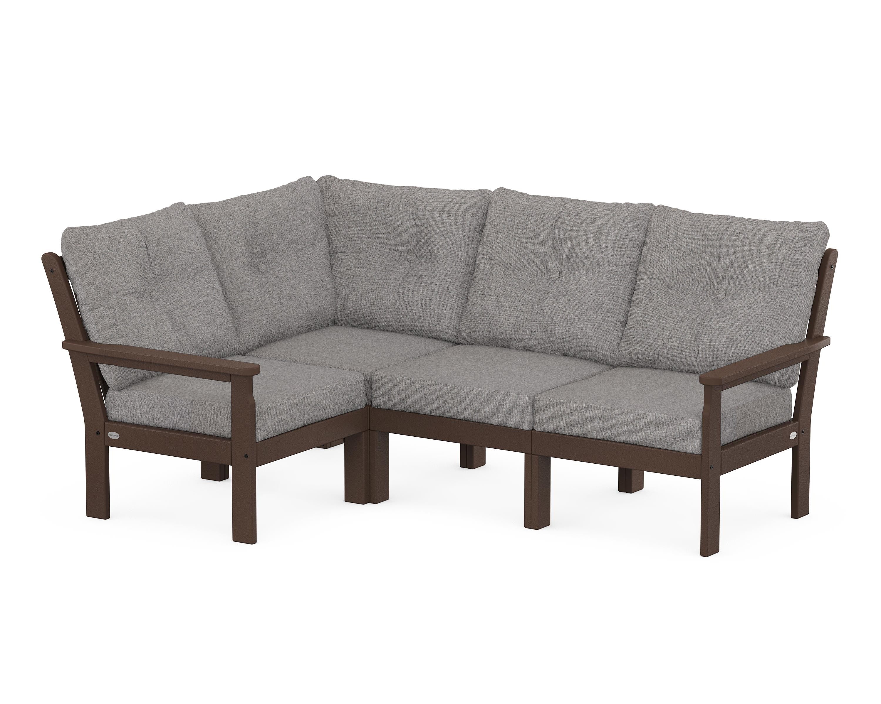 POLYWOOD Vineyard 4-Piece Sectional in Mahogany / Grey Mist