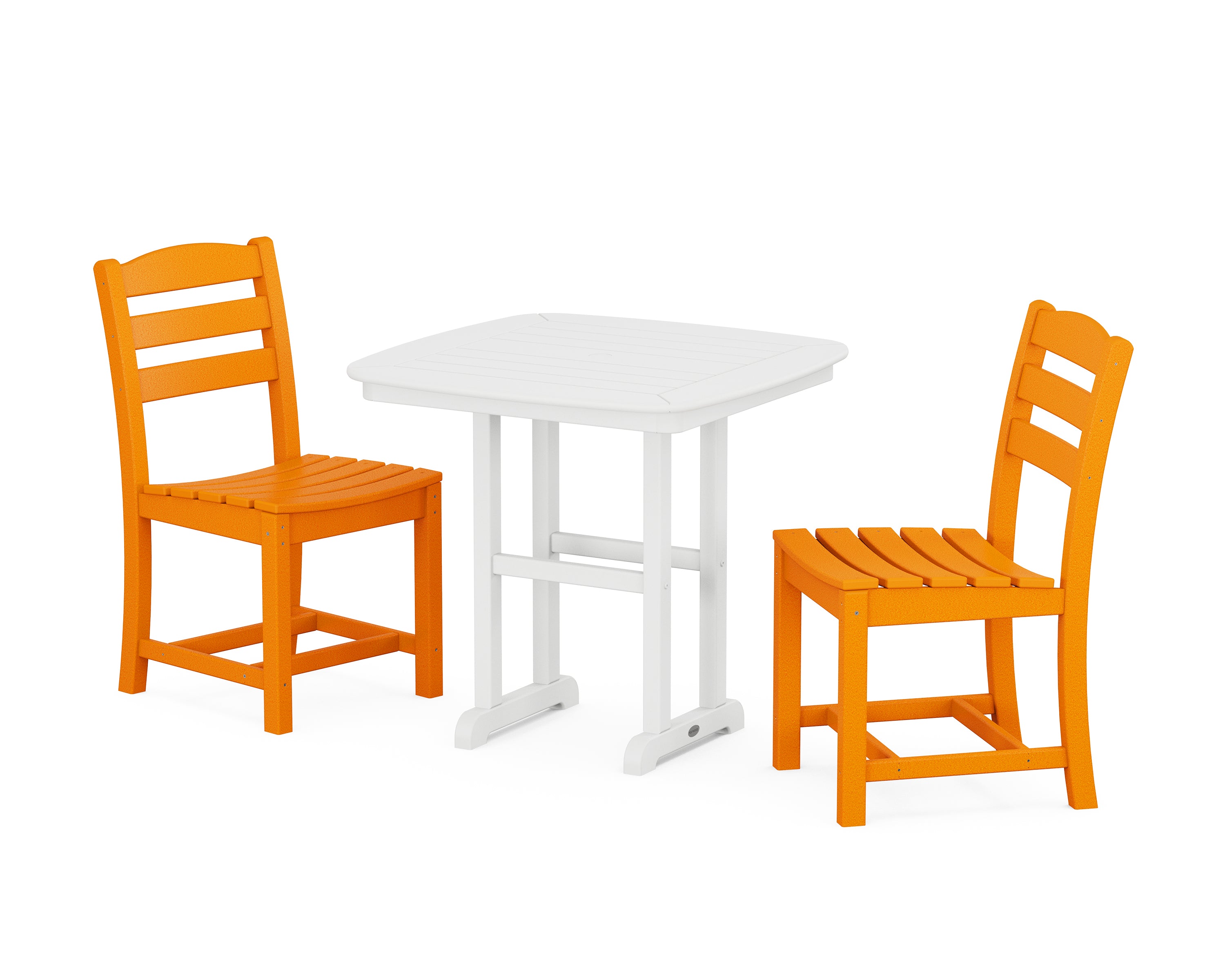 POLYWOOD® La Casa Café Side Chair 3-Piece Dining Set in Tangerine / White