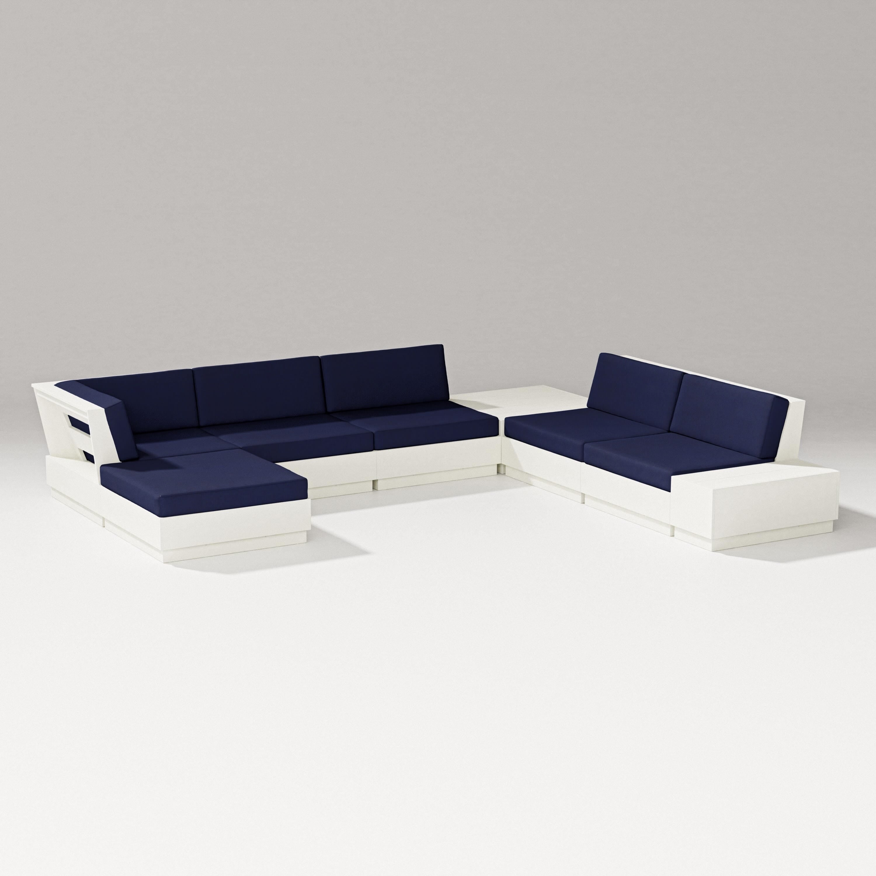 PW Designer Series Elevate 8-Piece Corner Sectional in Vintage White / Navy