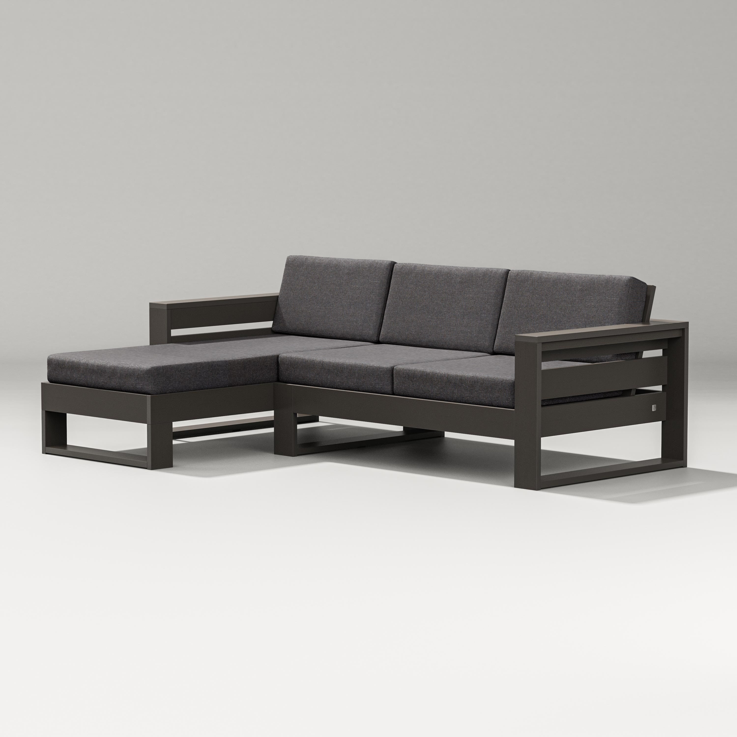 PW Designer Series Latitude Left Chaise Sectional in Vintage Coffee / Ash Charcoal