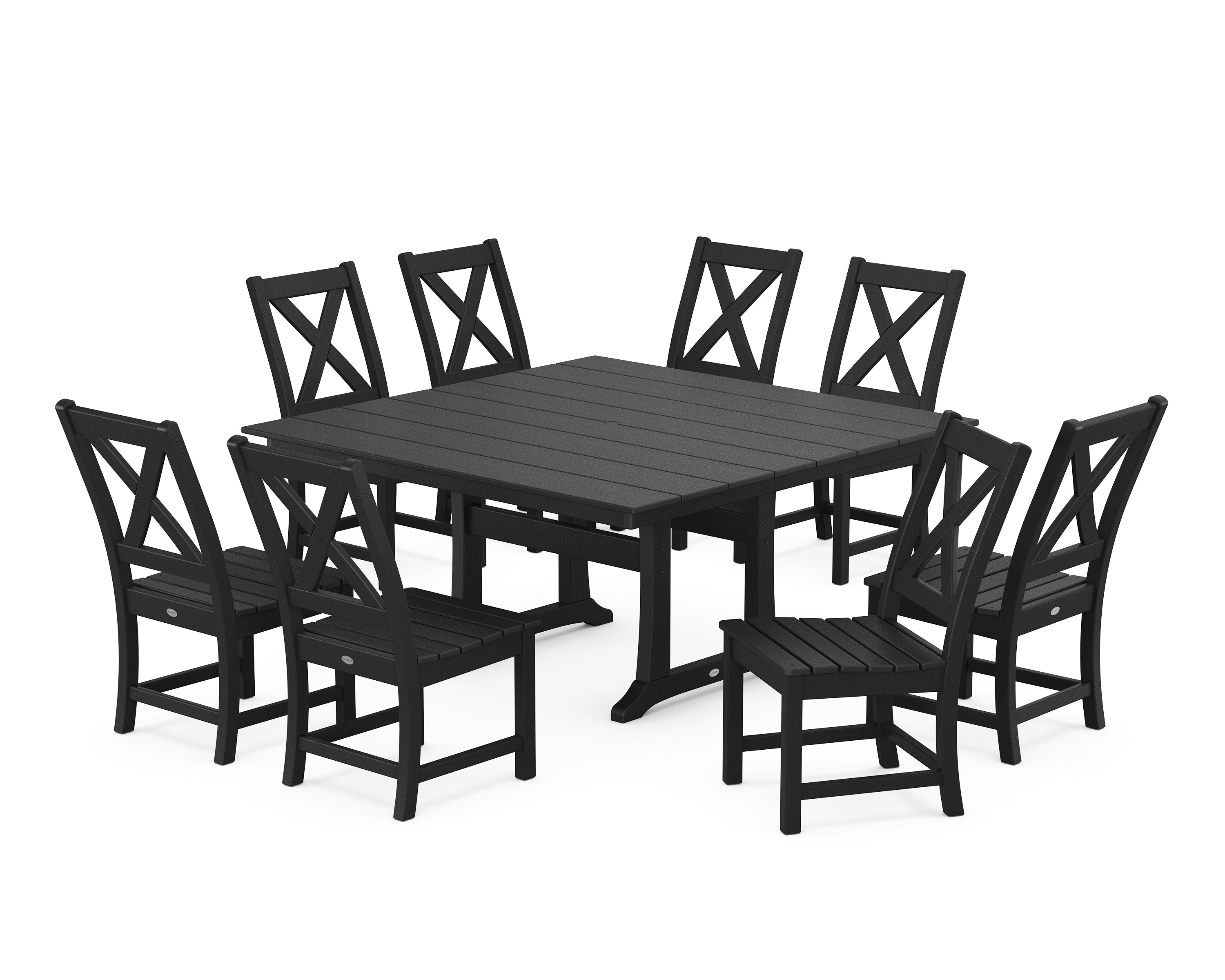 POLYWOOD® Braxton Side Chair 9-Piece Farmhouse Dining Set in Black