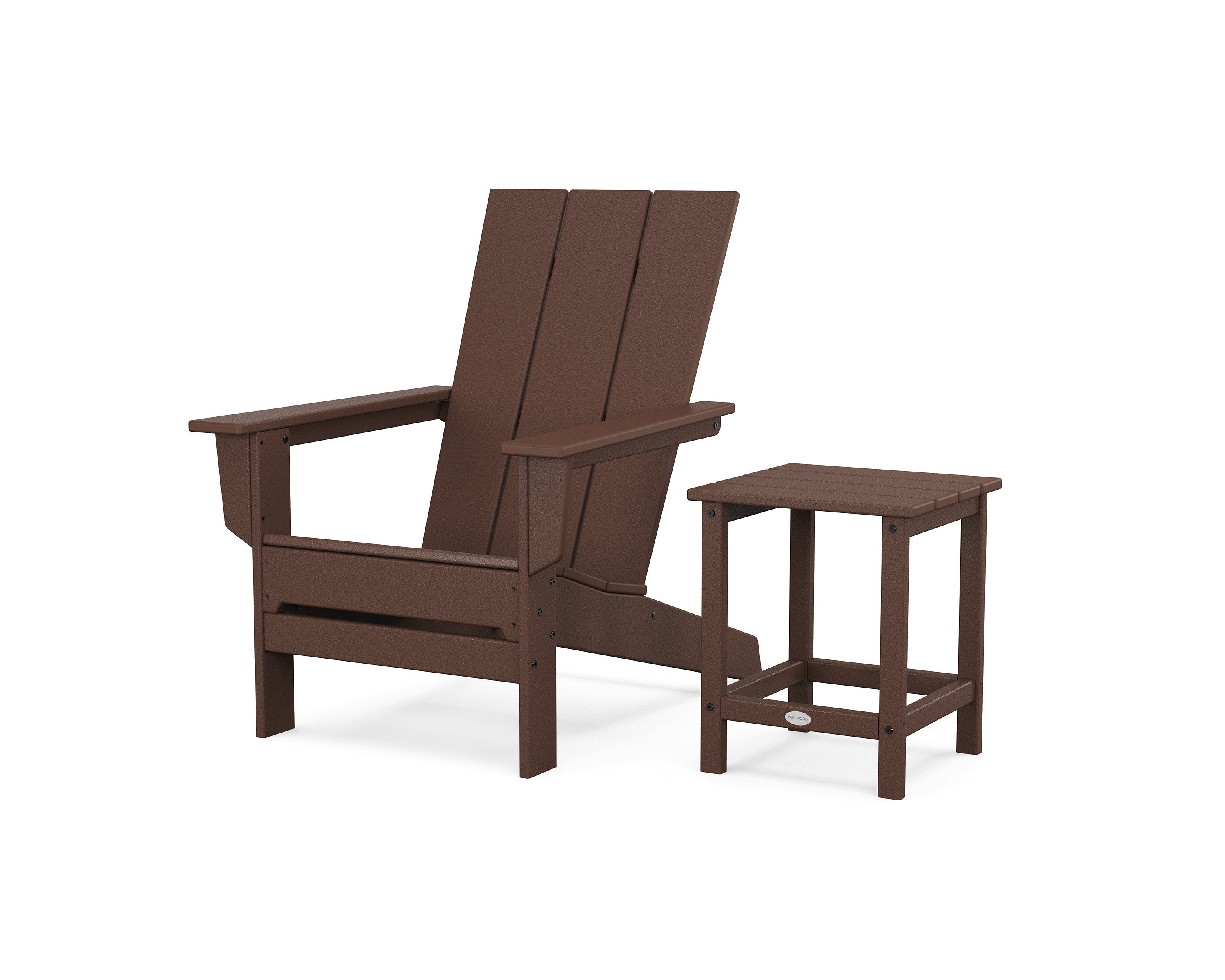 POLYWOOD Modern Studio Adirondack Chair with Side Table in Mahogany