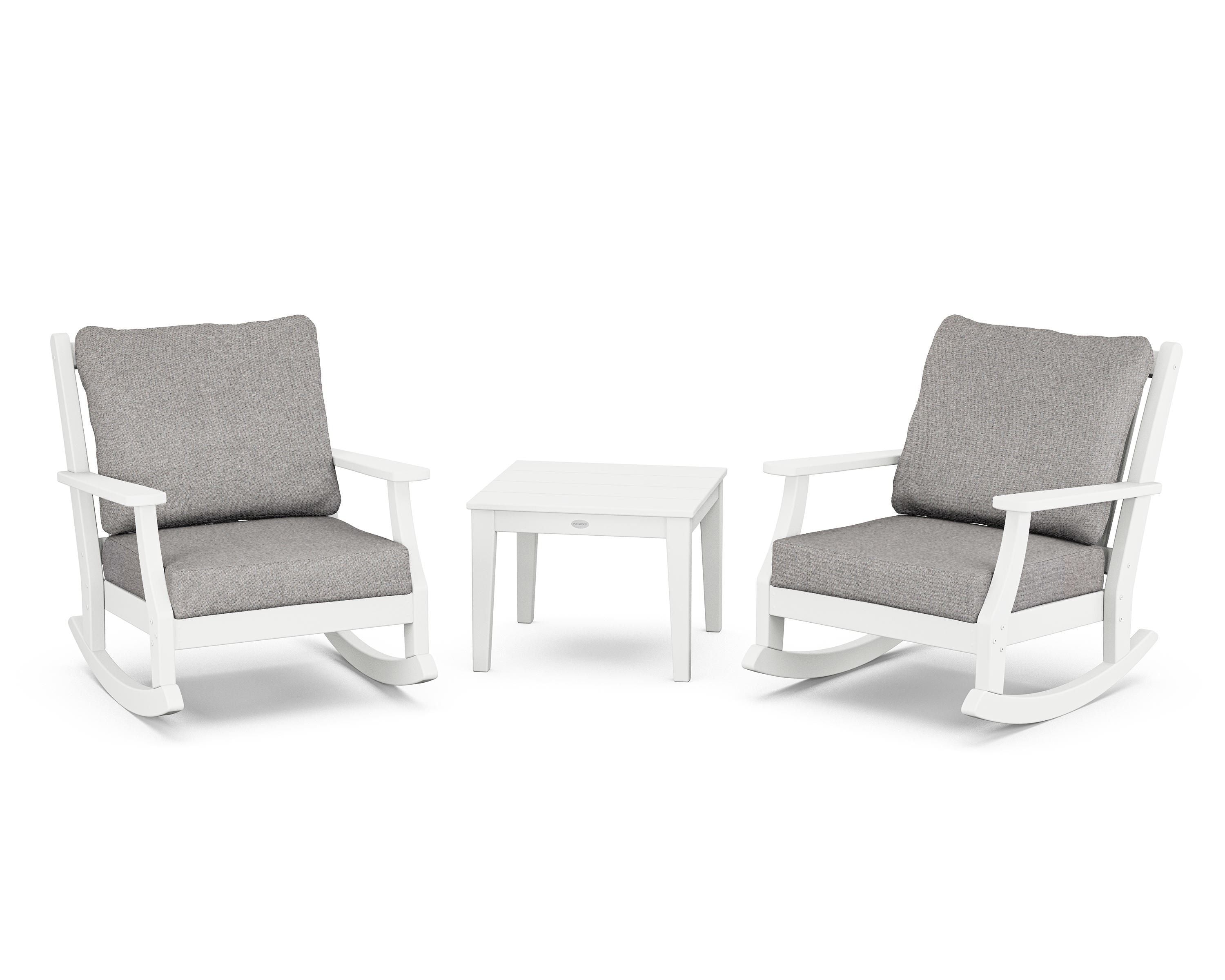 Country Living Wovendale 3-Piece Deep Seating Rocker Set in White / Grey Mist