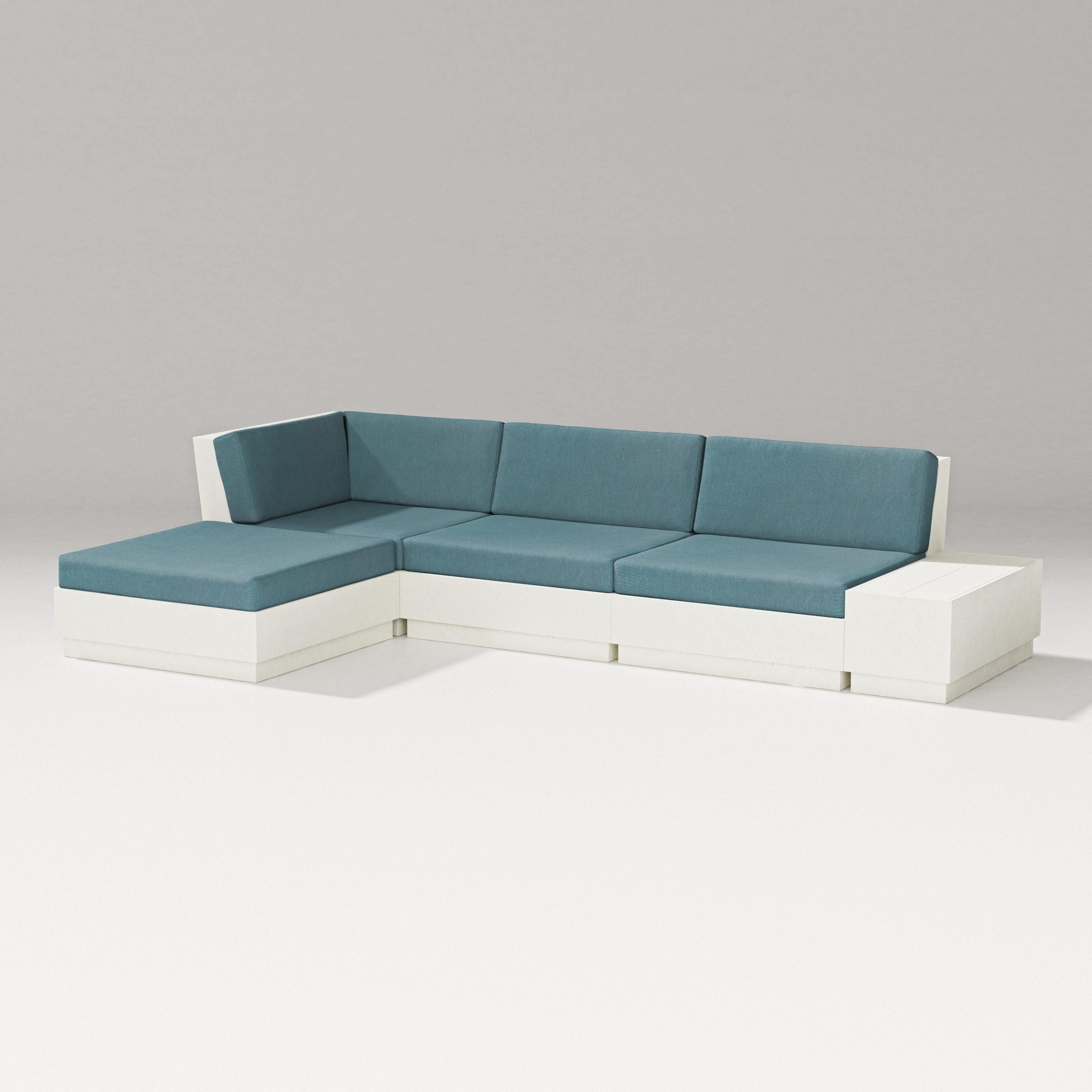PW Designer Series Elevate Chaise Sectional in Vintage White / Ocean Teal