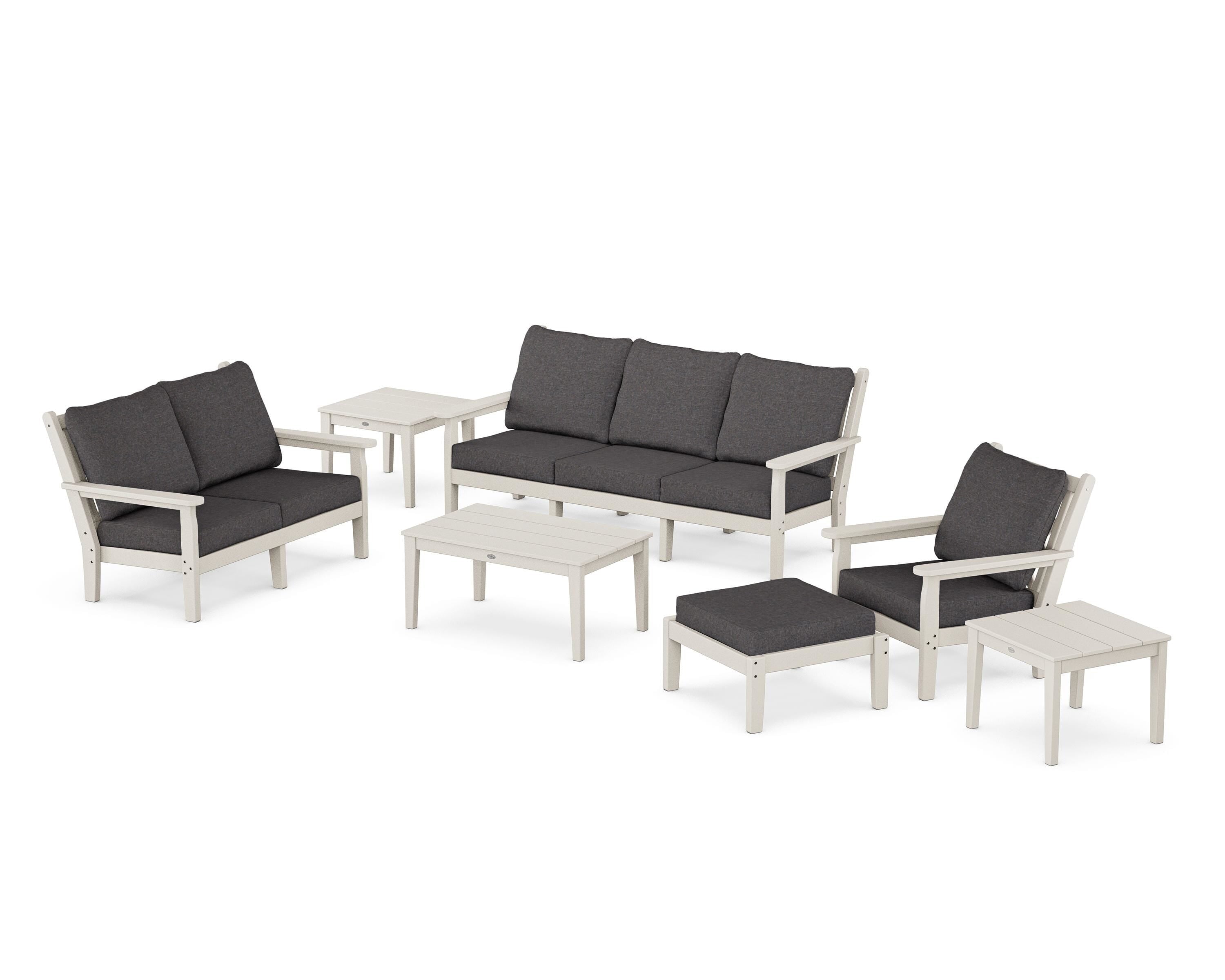 POLYWOOD Chippendale 7-Piece Deep Seating Set in Sand / Ash Charcoal