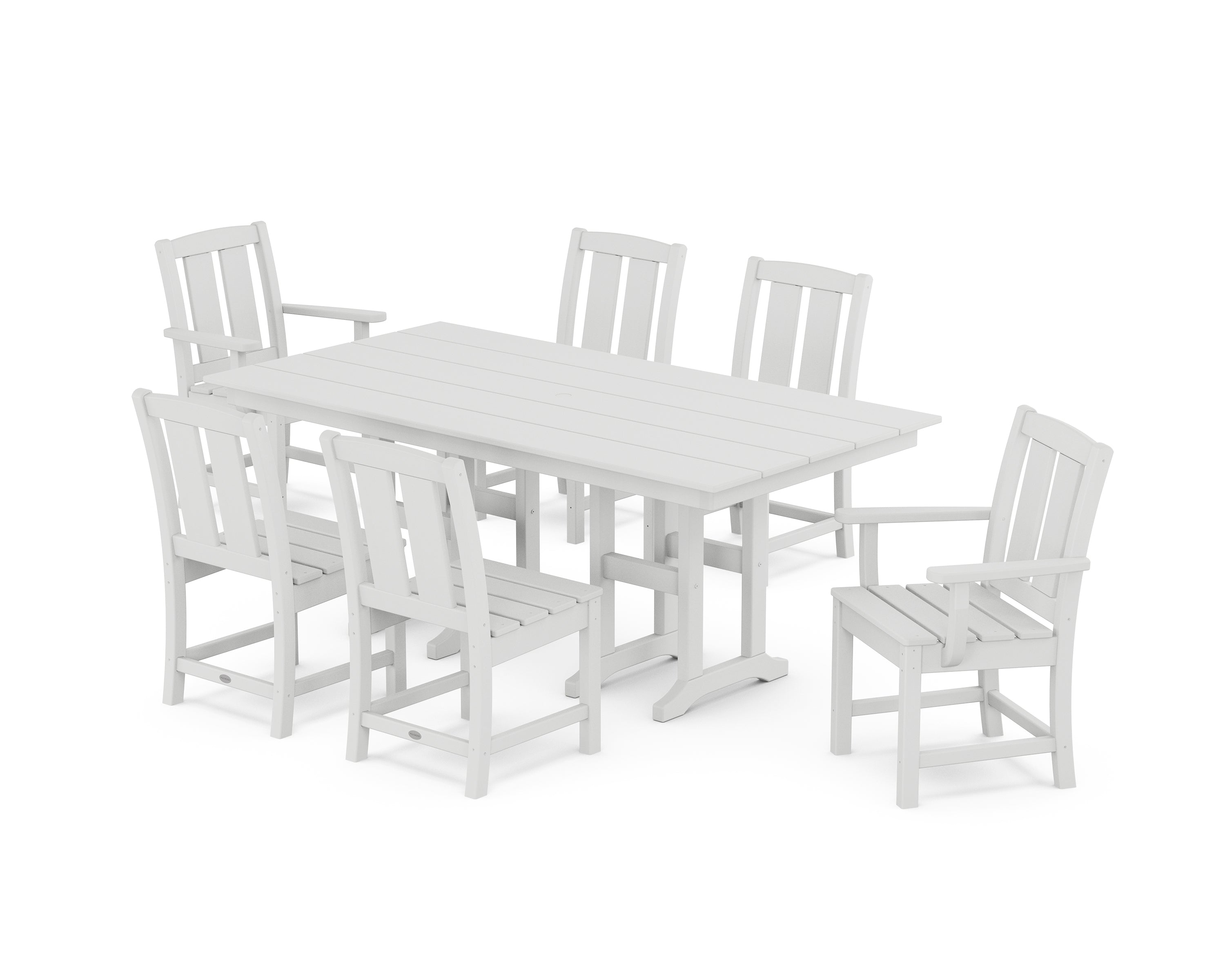 POLYWOOD Mission 7-Piece Farmhouse Dining Set in White