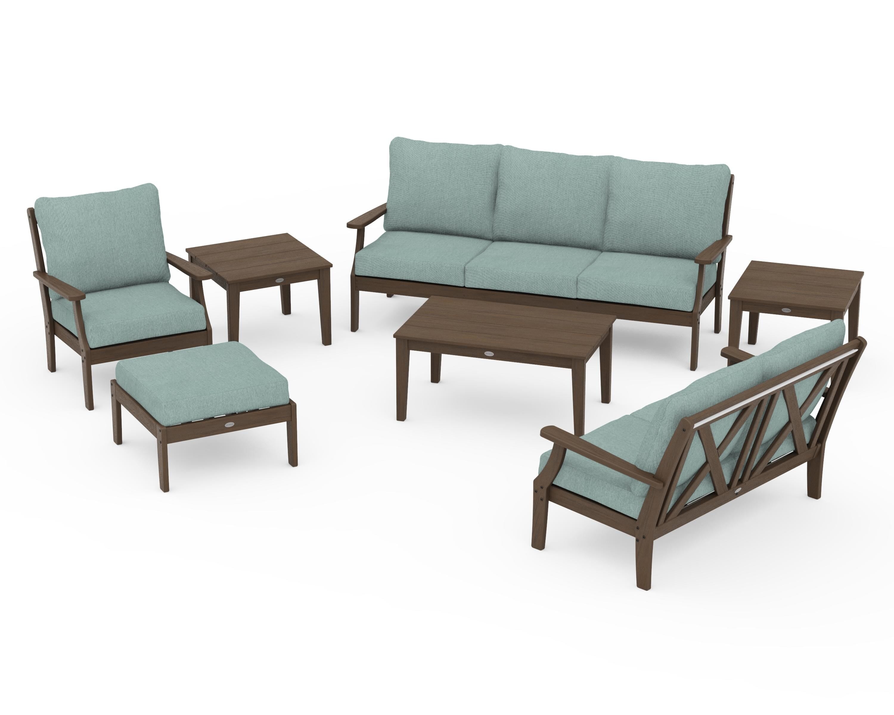POLYWOOD Braxton 7-Piece Deep Seating Set in Kona / Glacier Spa
