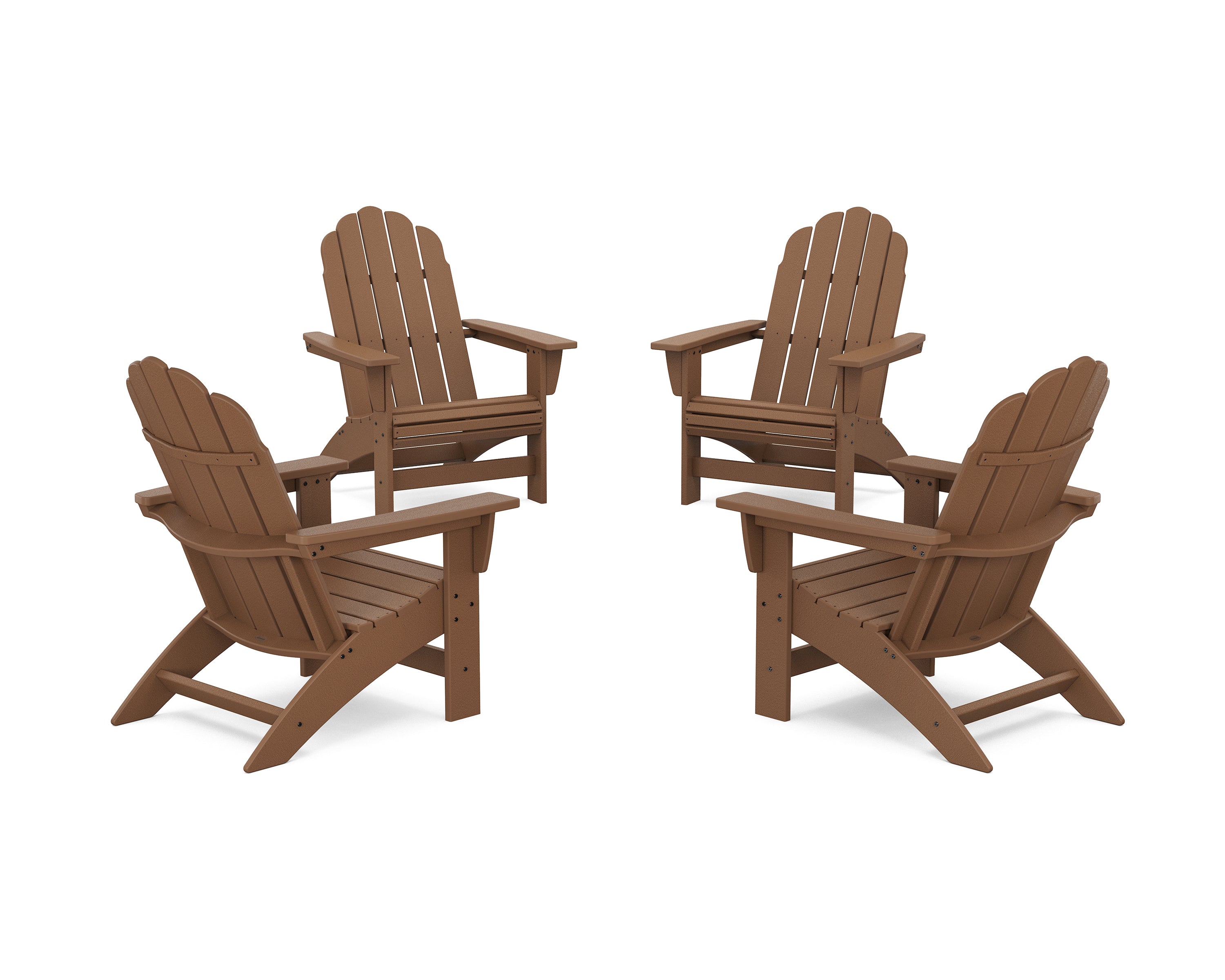 POLYWOOD 4-Piece Vineyard Grand Adirondack Chair Conversation Set in Teak
