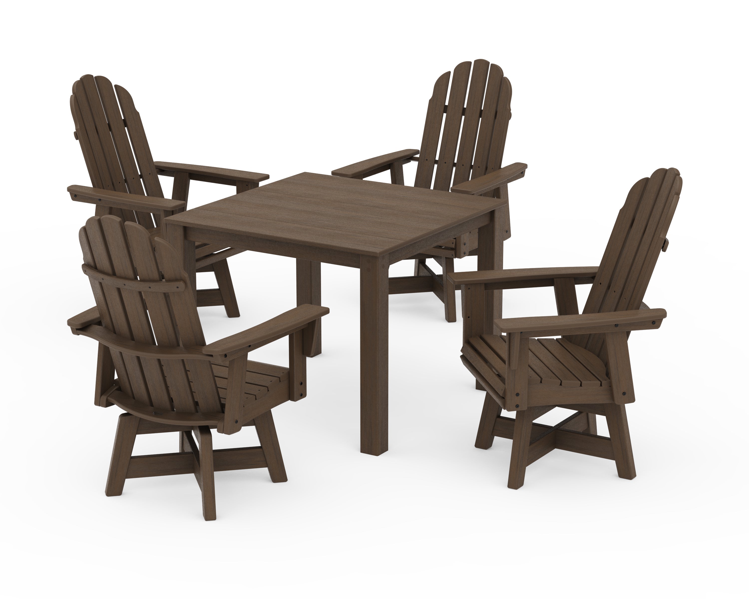POLYWOOD Vineyard Curveback Adirondack 5-Piece Parsons Swivel Dining Set in Kona